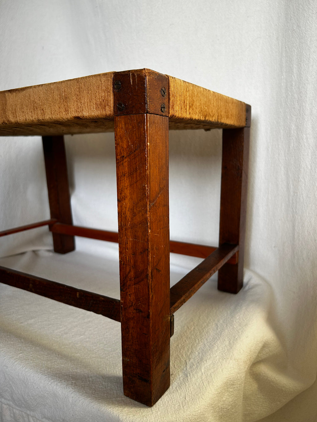 String Woven Weave Wooden Stool Bench
