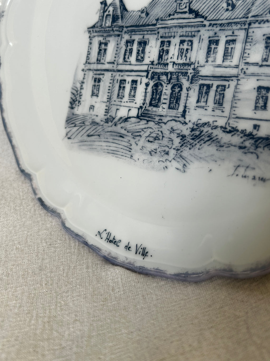 L’Hotel de Ville Criel Blue & White French Plate