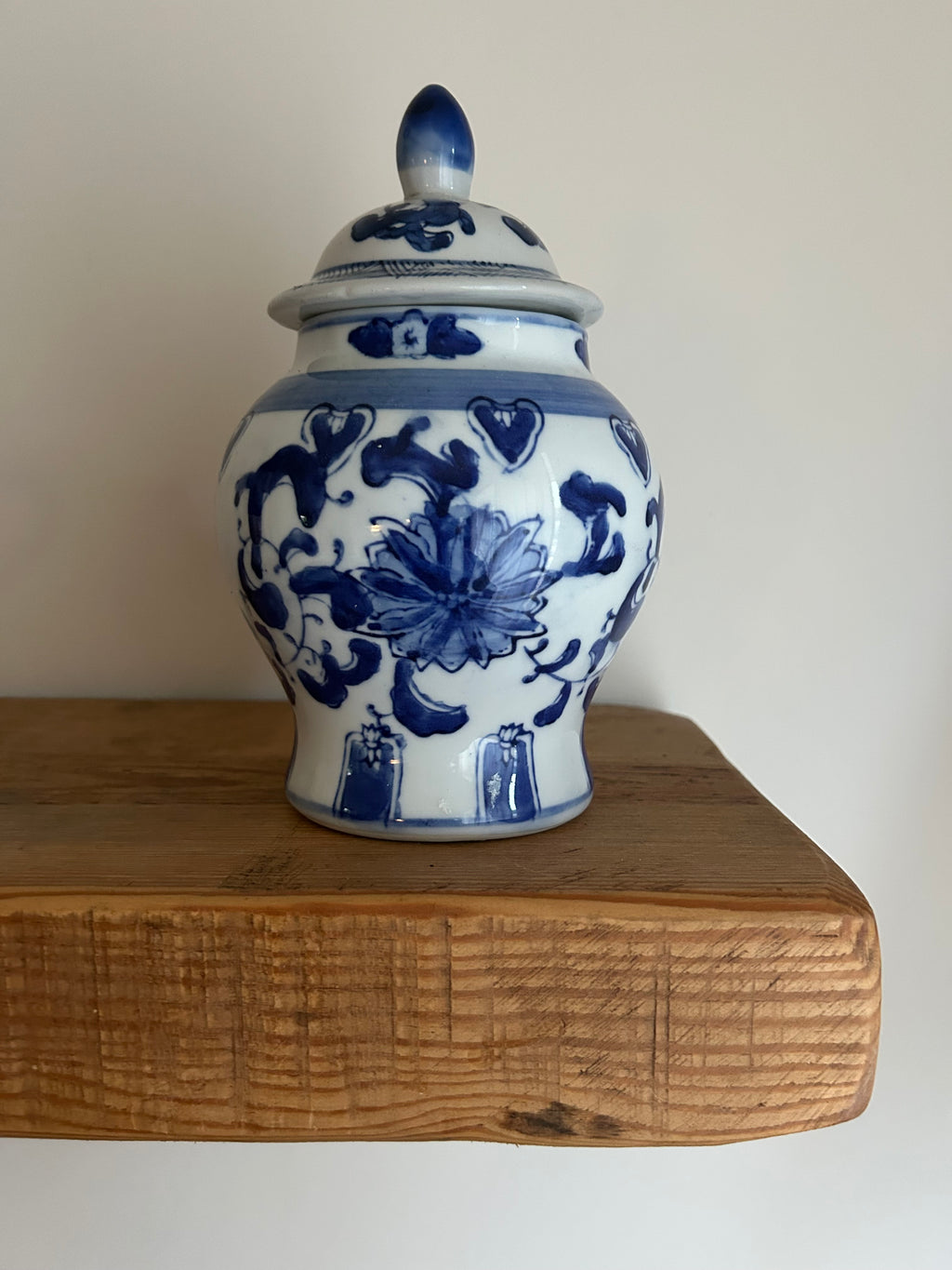 Vintage Blue & White Ceramic Ginger Jar