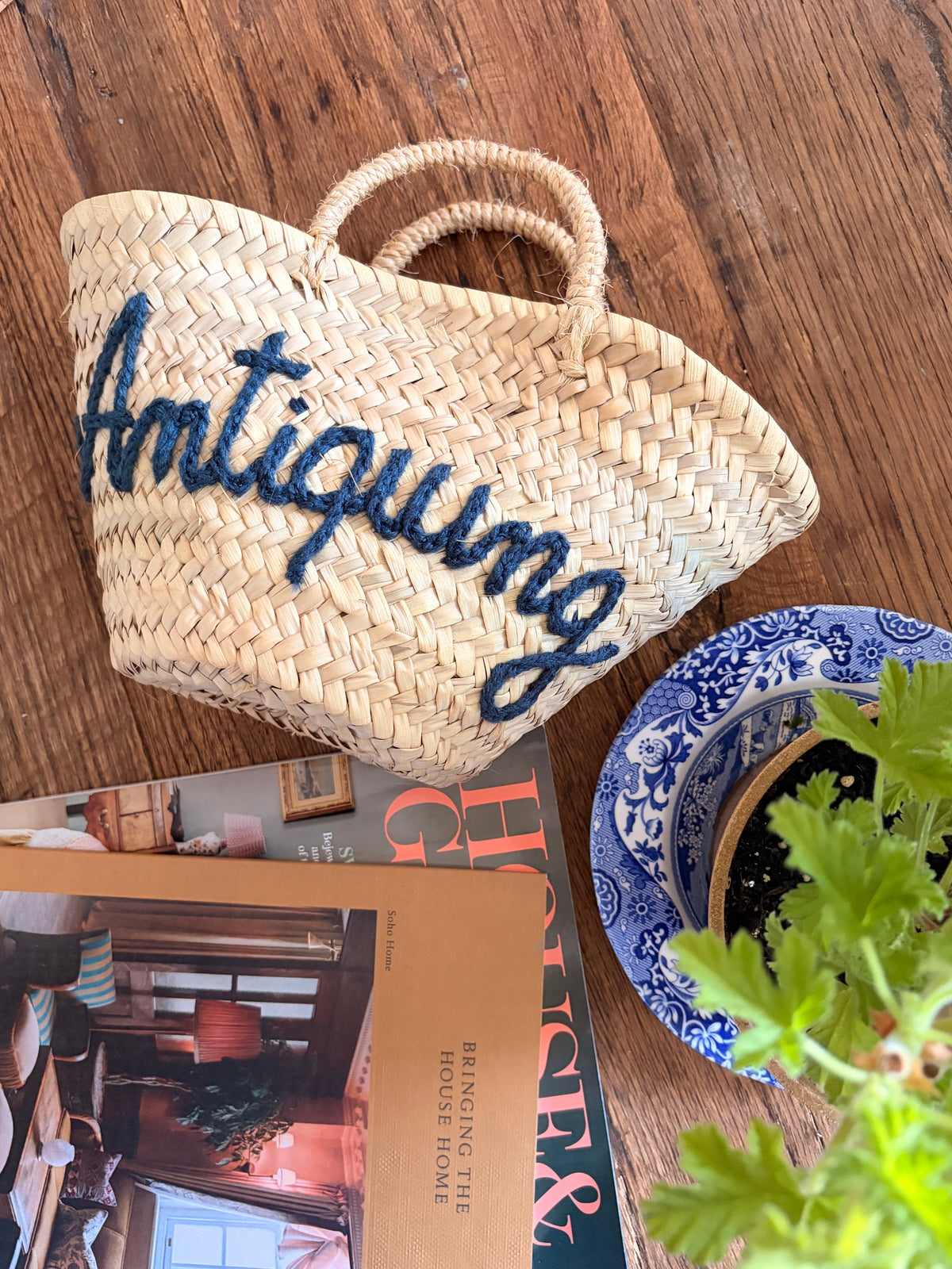 Mini ‘Antiquing’ Market Basket - Denim Blue