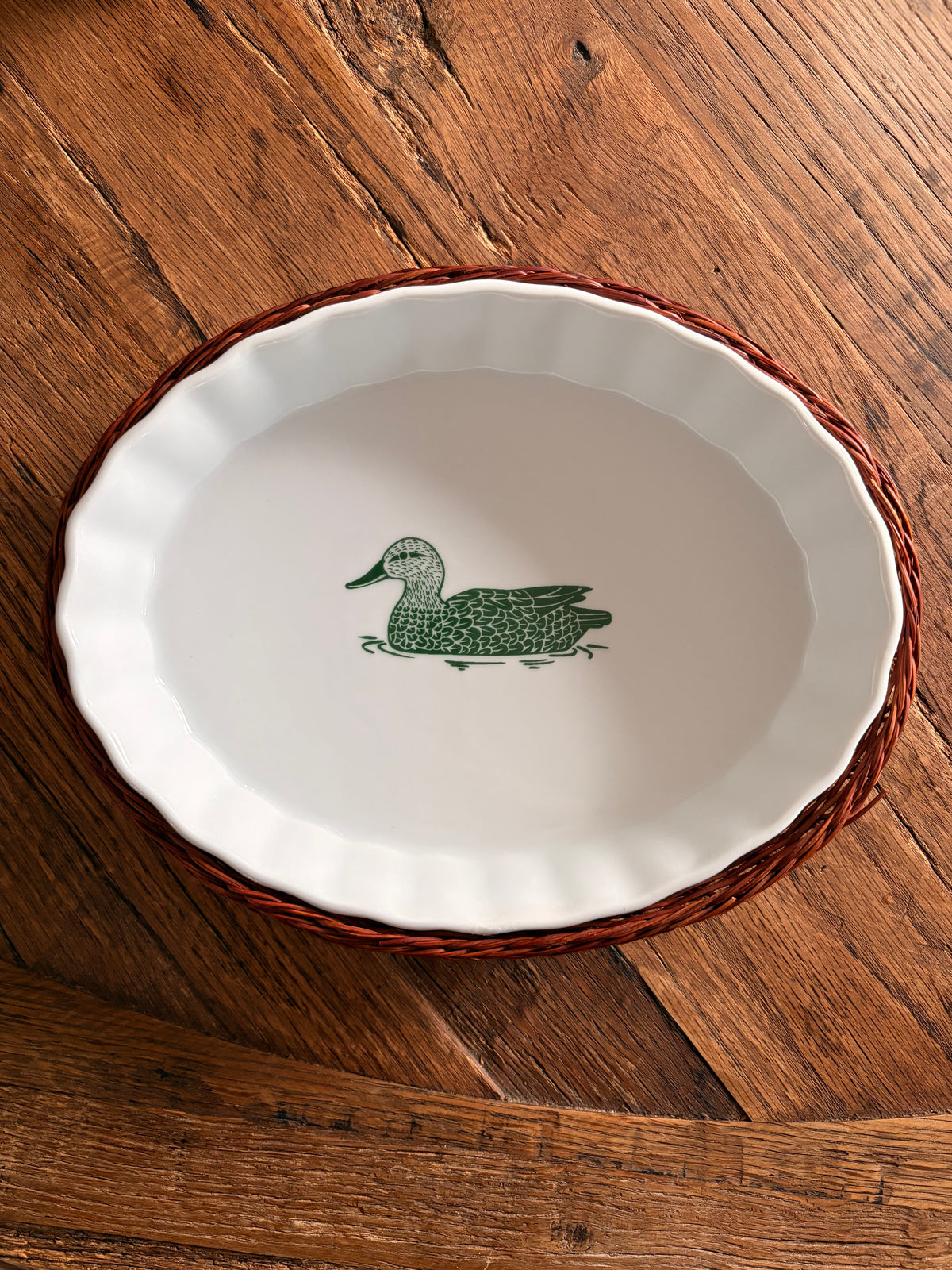 Vintage Fransk Maithe French Nesting Oval Mallard Dishes with Wicker Baskets – Set of 3