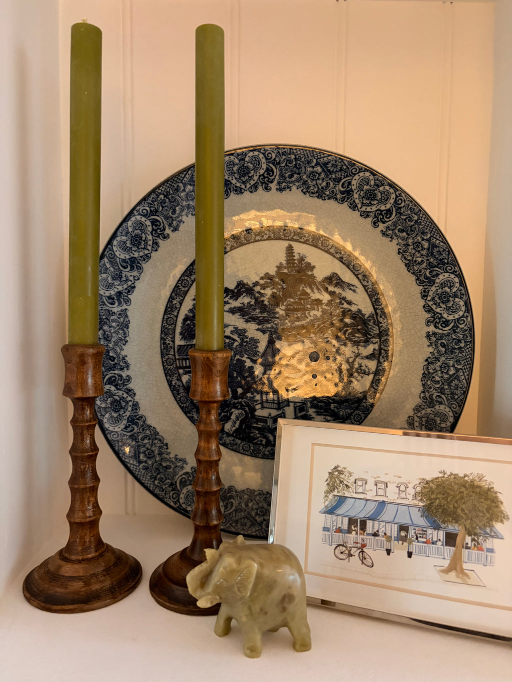 Pair of Vintage Turned Wood Candlesticks