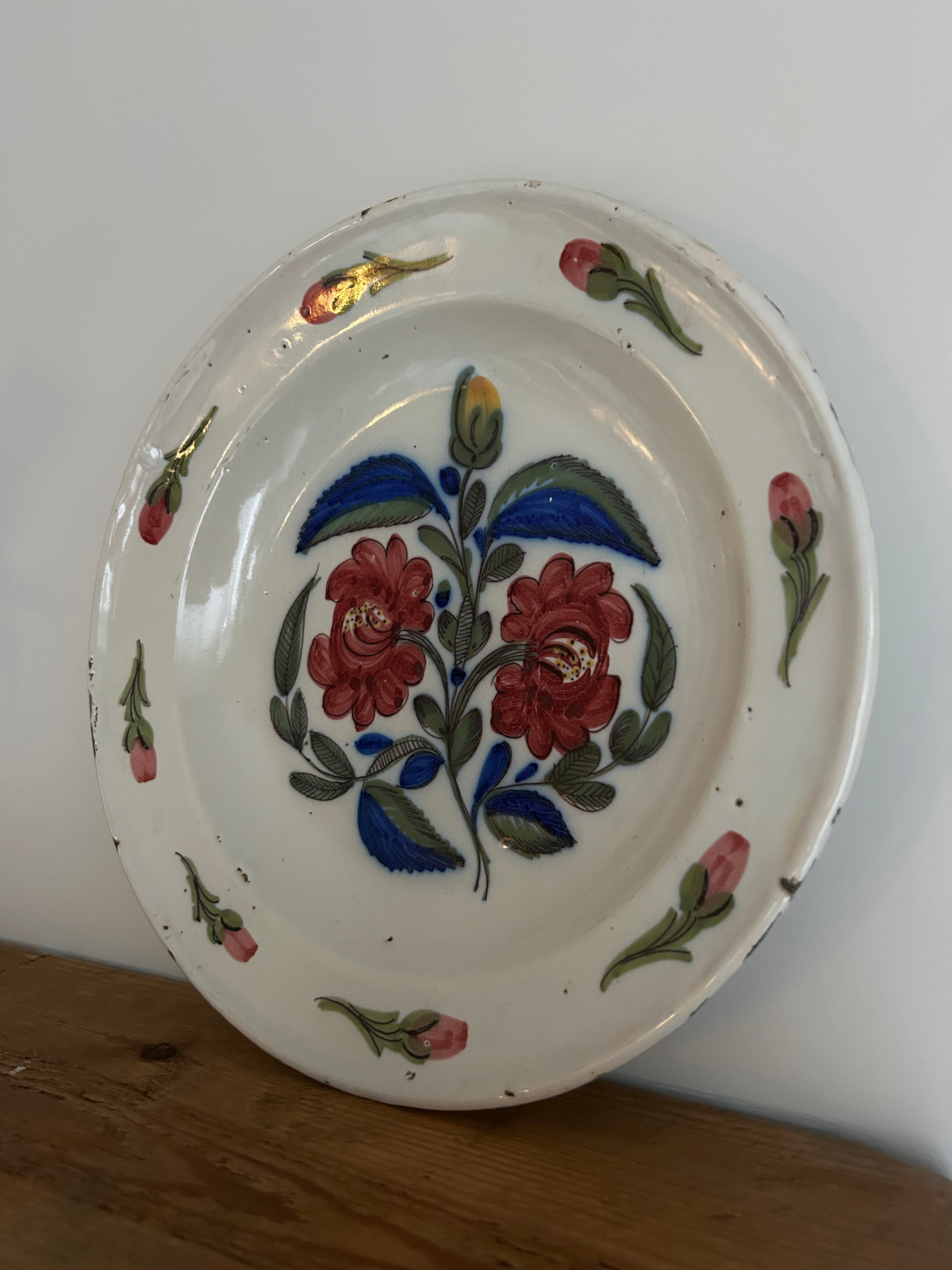 19thC Floral Charger Plate