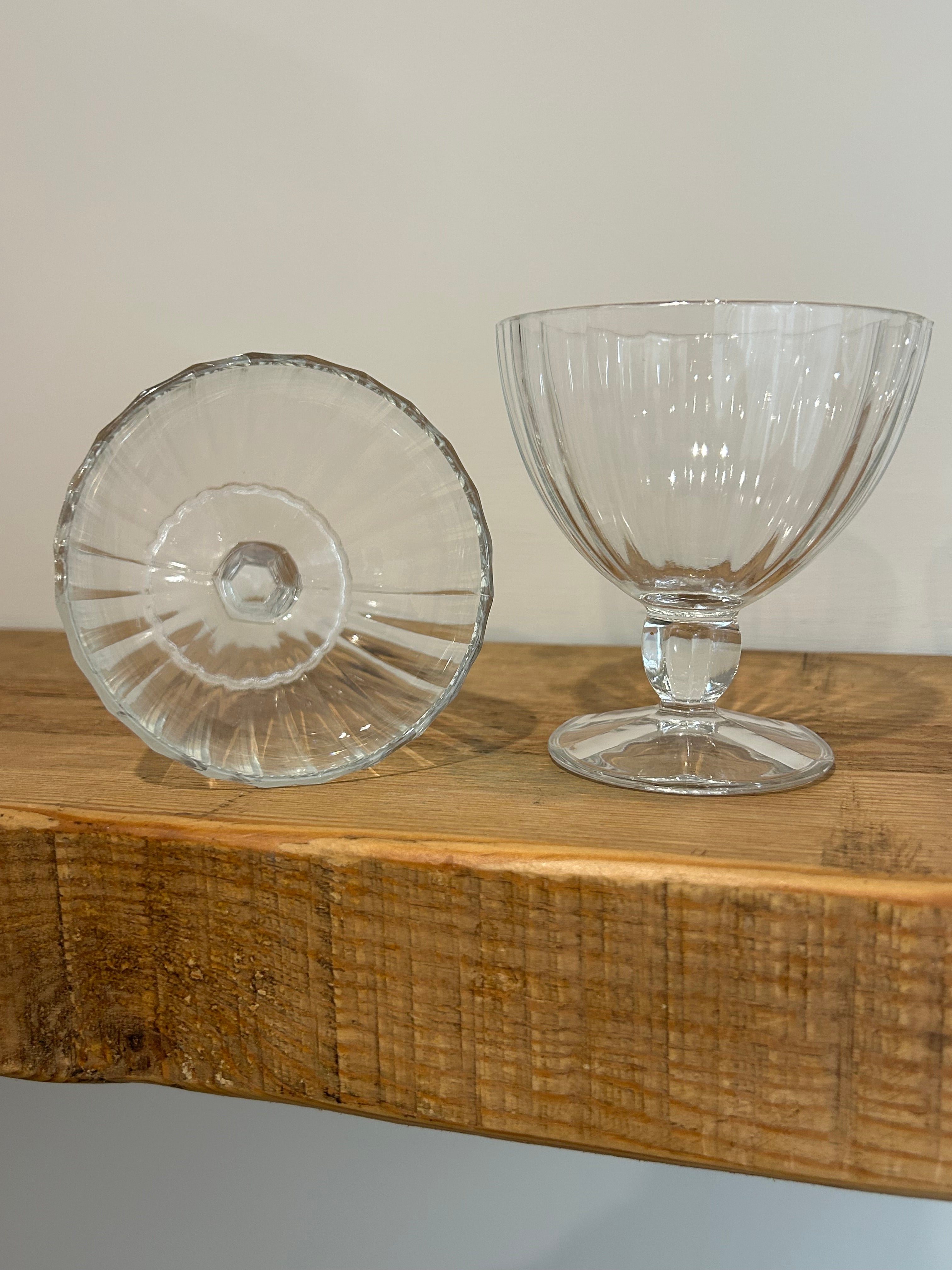 Trio of vintage French glass dessert bowls