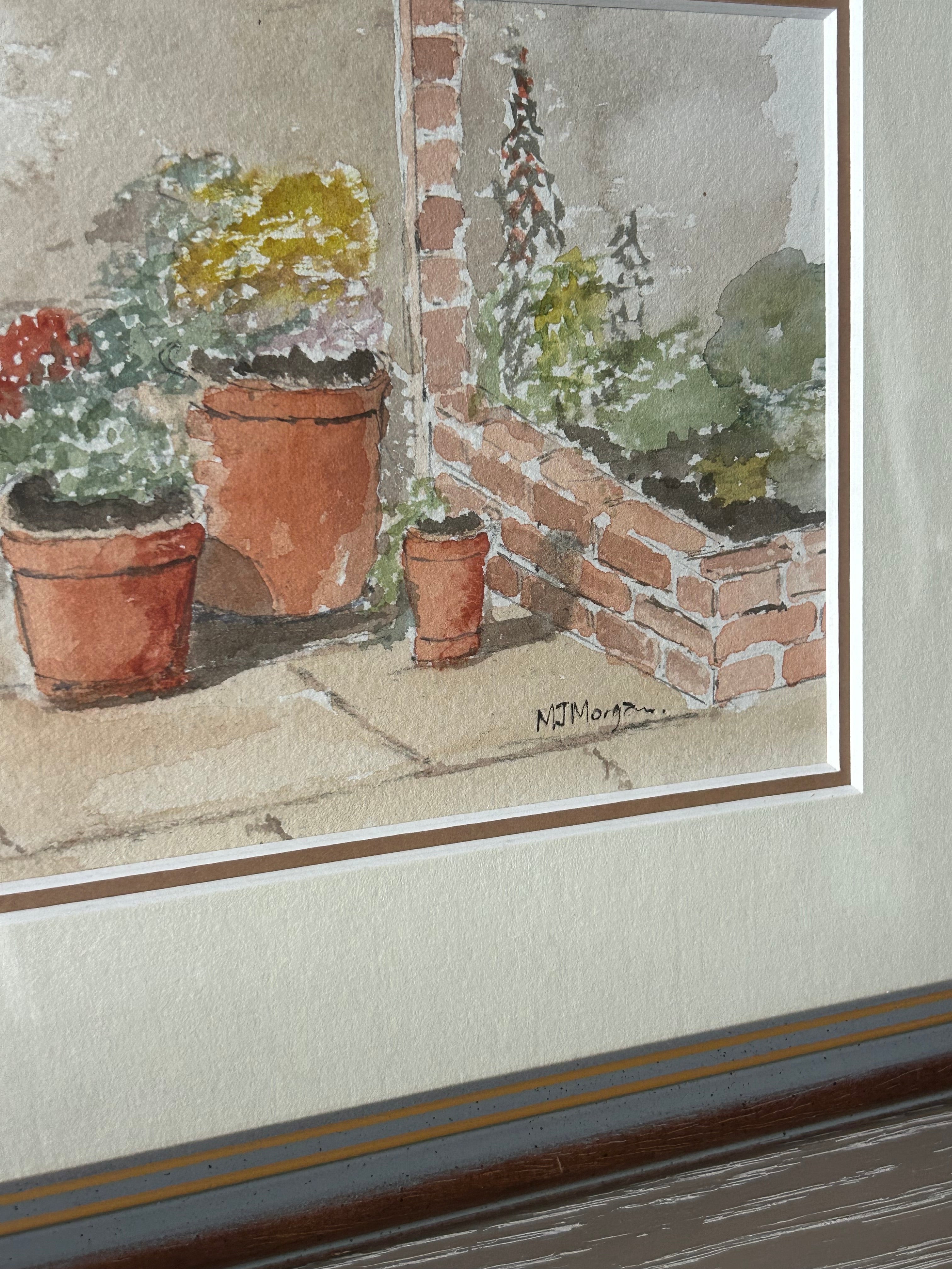 Garden Still Life Framed & Mounted Watercolour Painting by M J Morgan