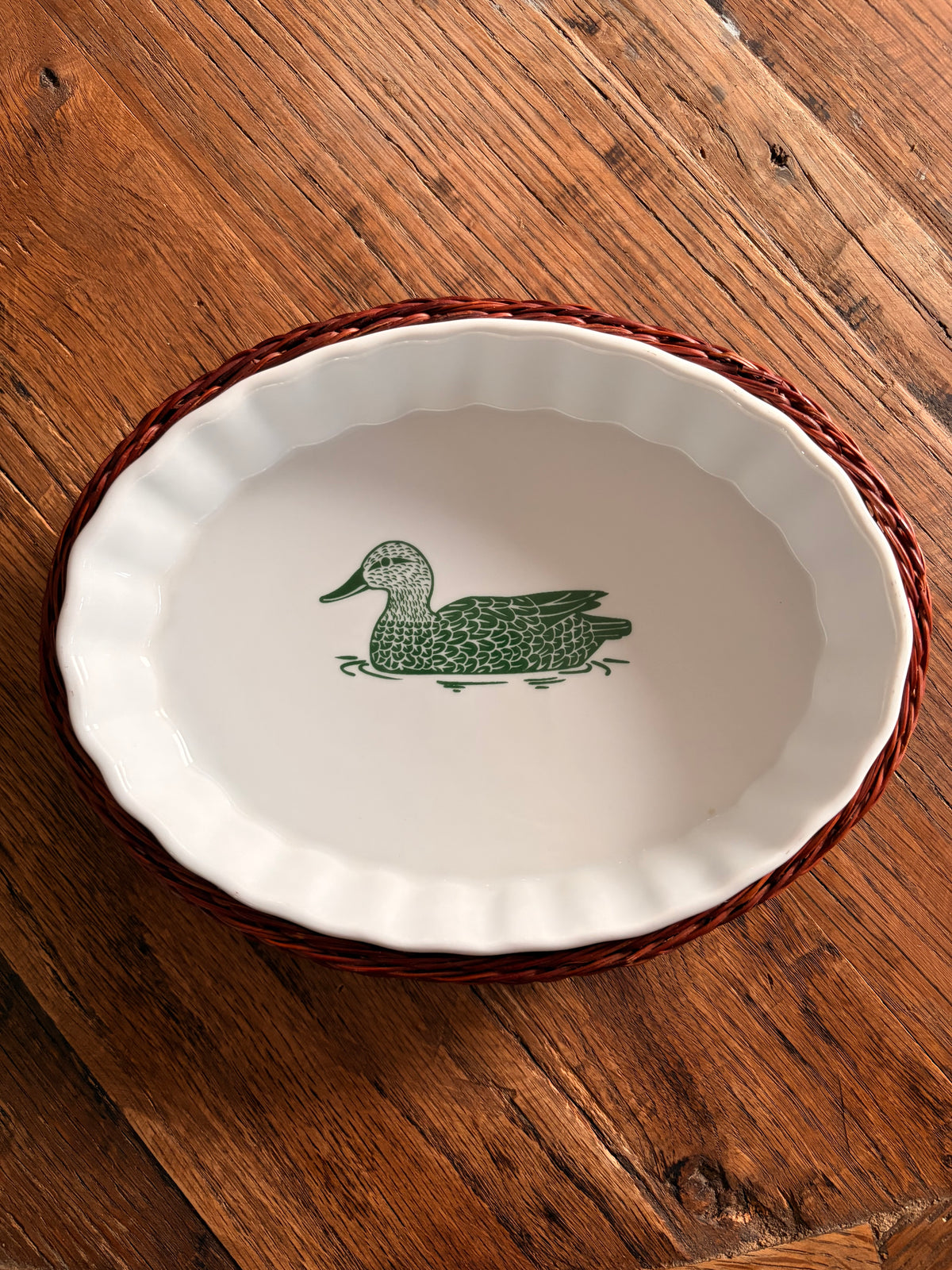 Vintage Fransk Maithe French Nesting Oval Mallard Dishes with Wicker Baskets – Set of 3
