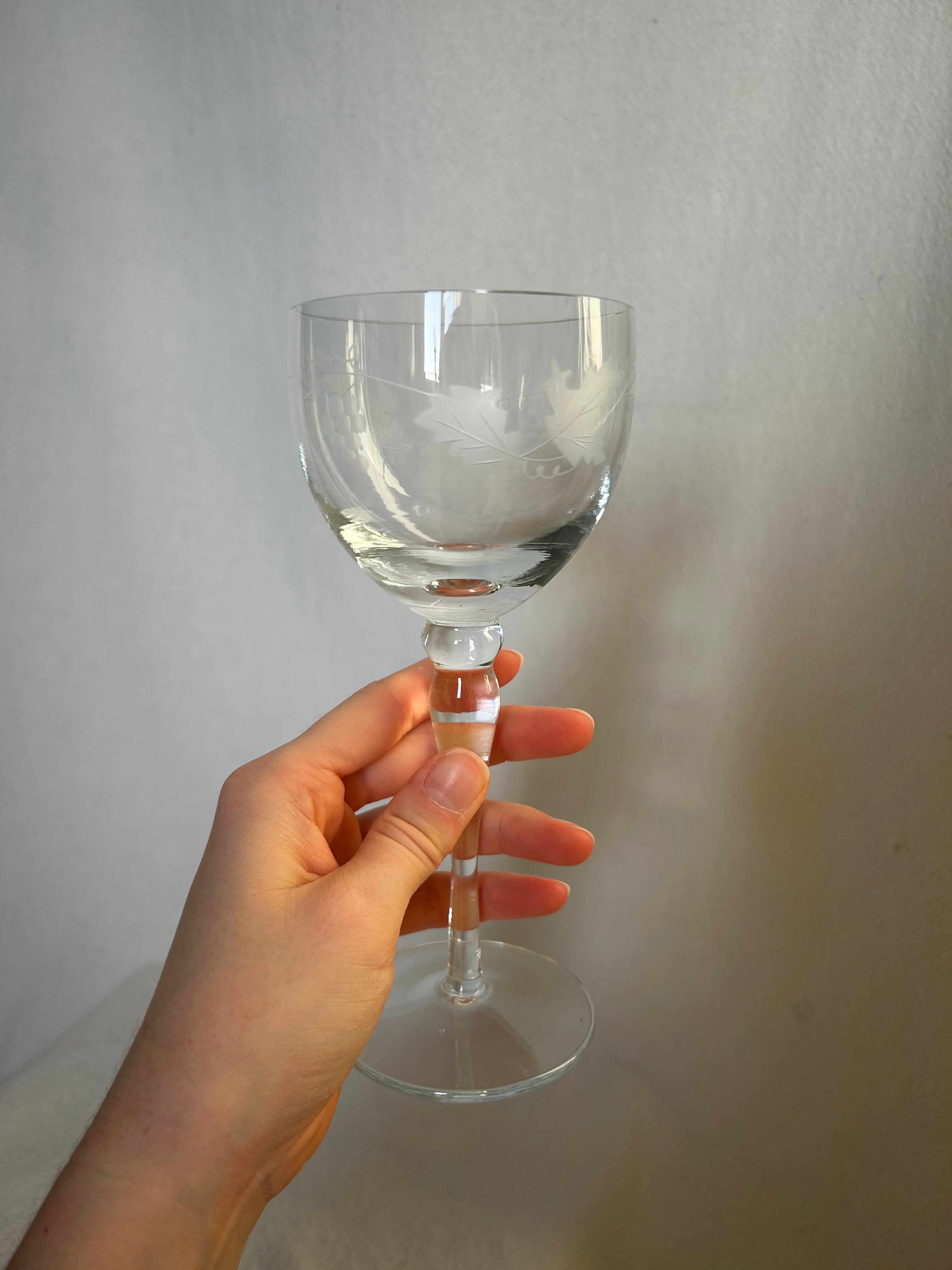 Set of 6 Hock Wine Vine Etch Glasses