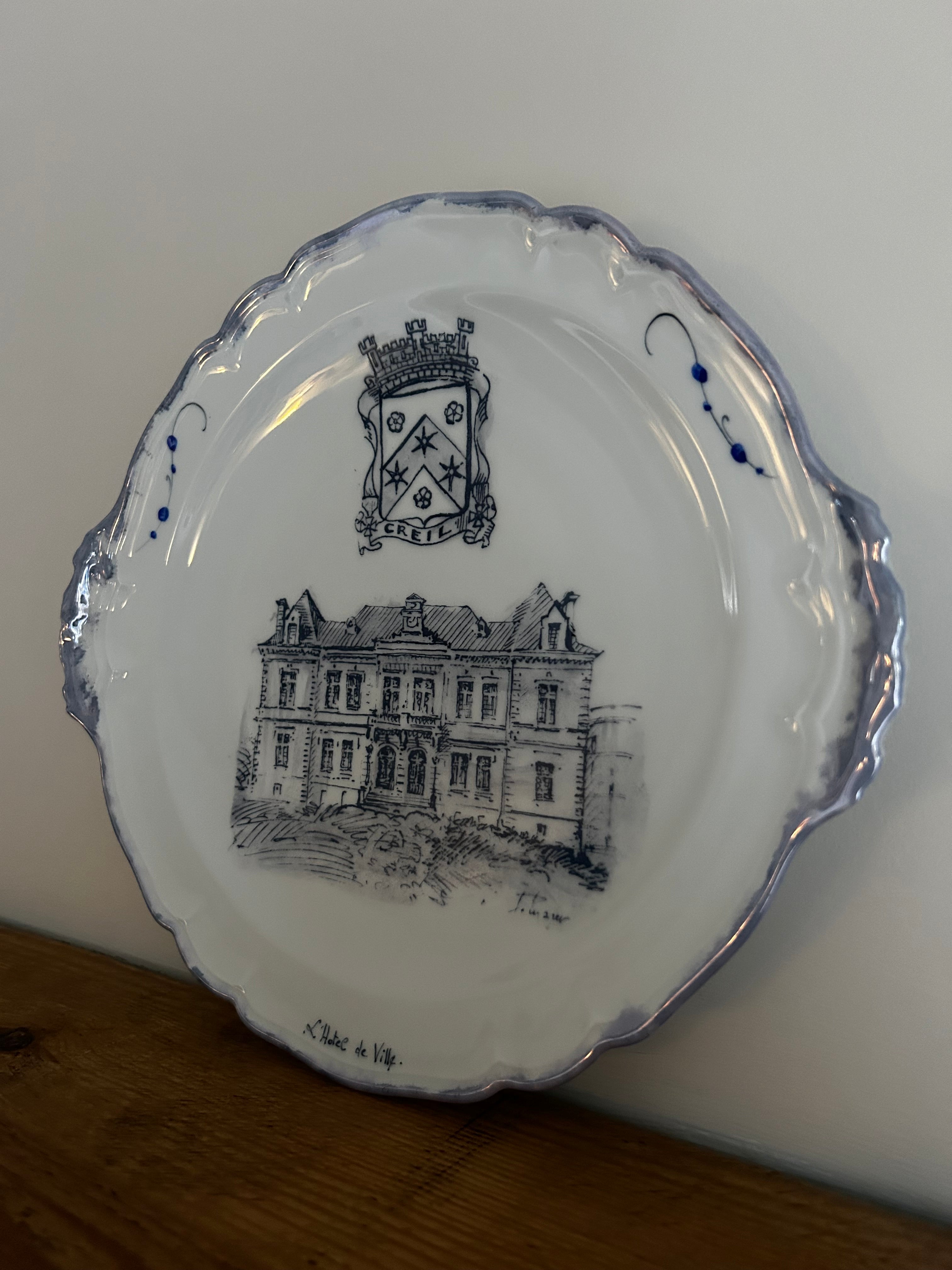 L’Hotel de Ville Criel Blue & White French Plate
