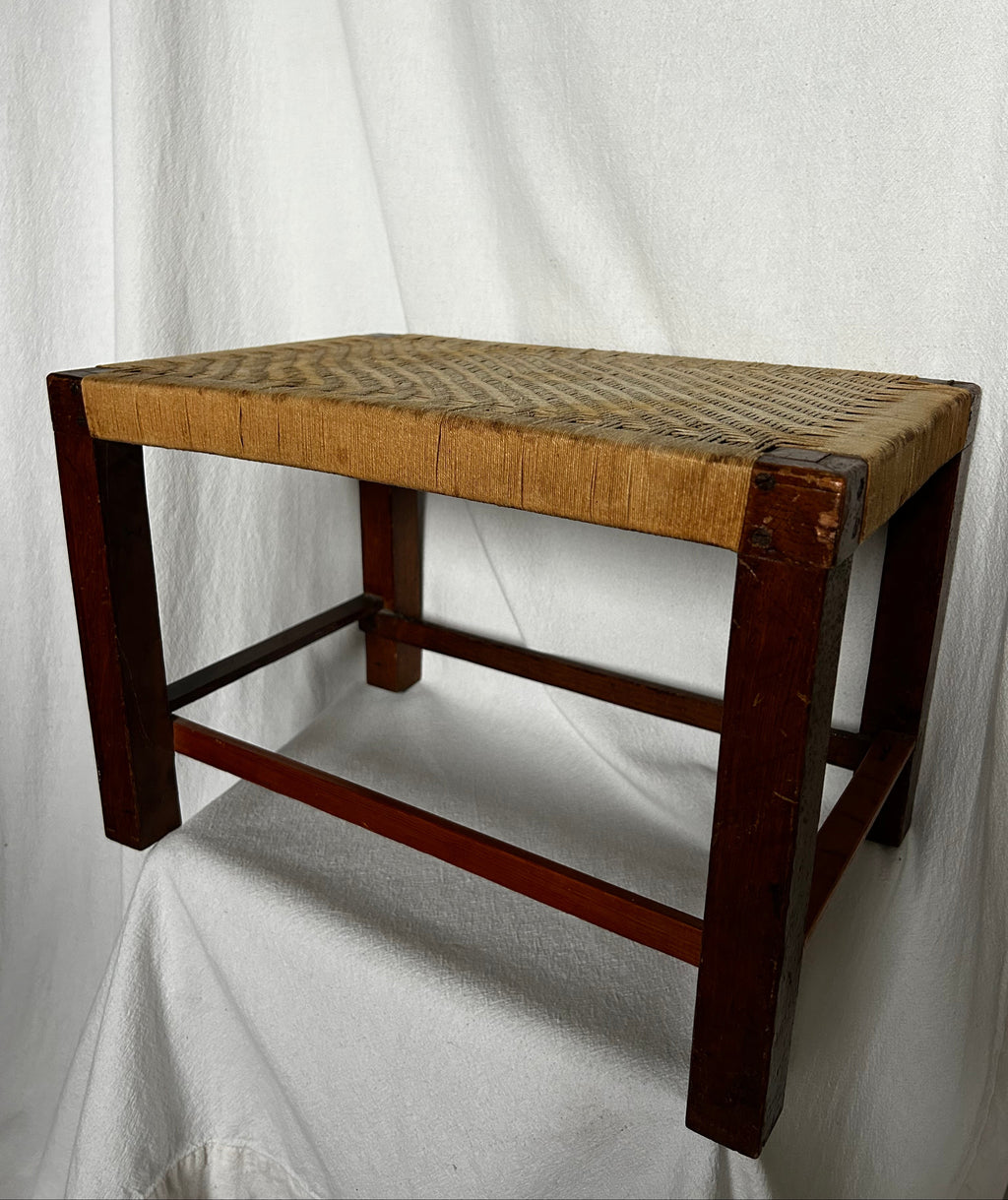 String Woven Weave Wooden Stool Bench