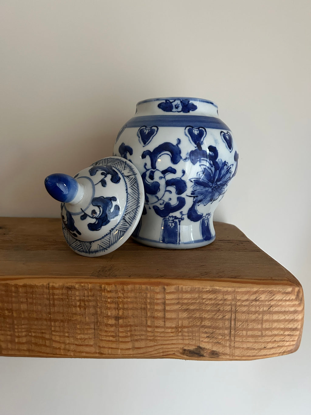 Vintage Blue & White Ceramic Ginger Jar