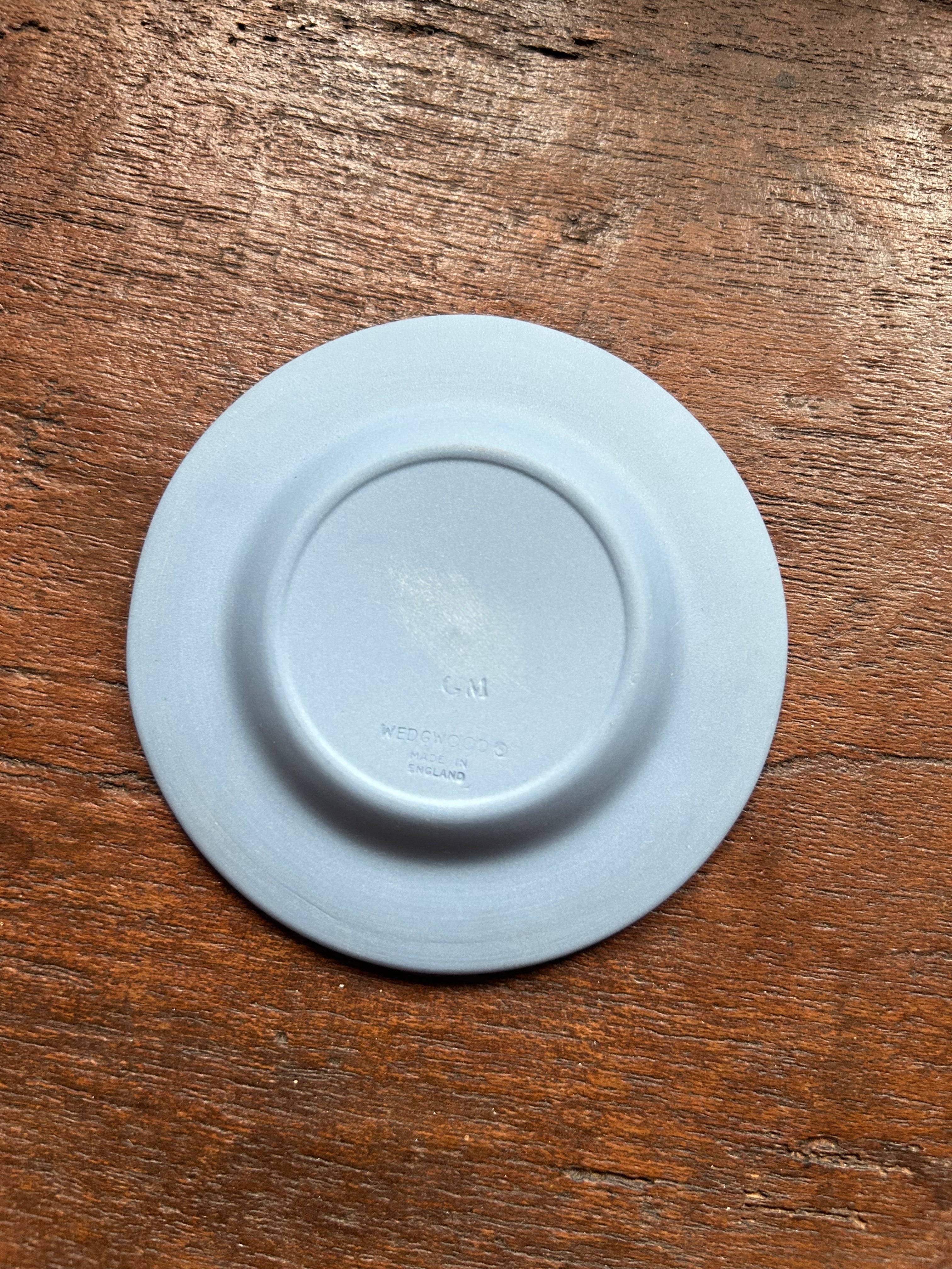 Vintage Wedgwood Pale Blue Jasperware Grapevine Pin Dish with Original Box (c. 1970s)