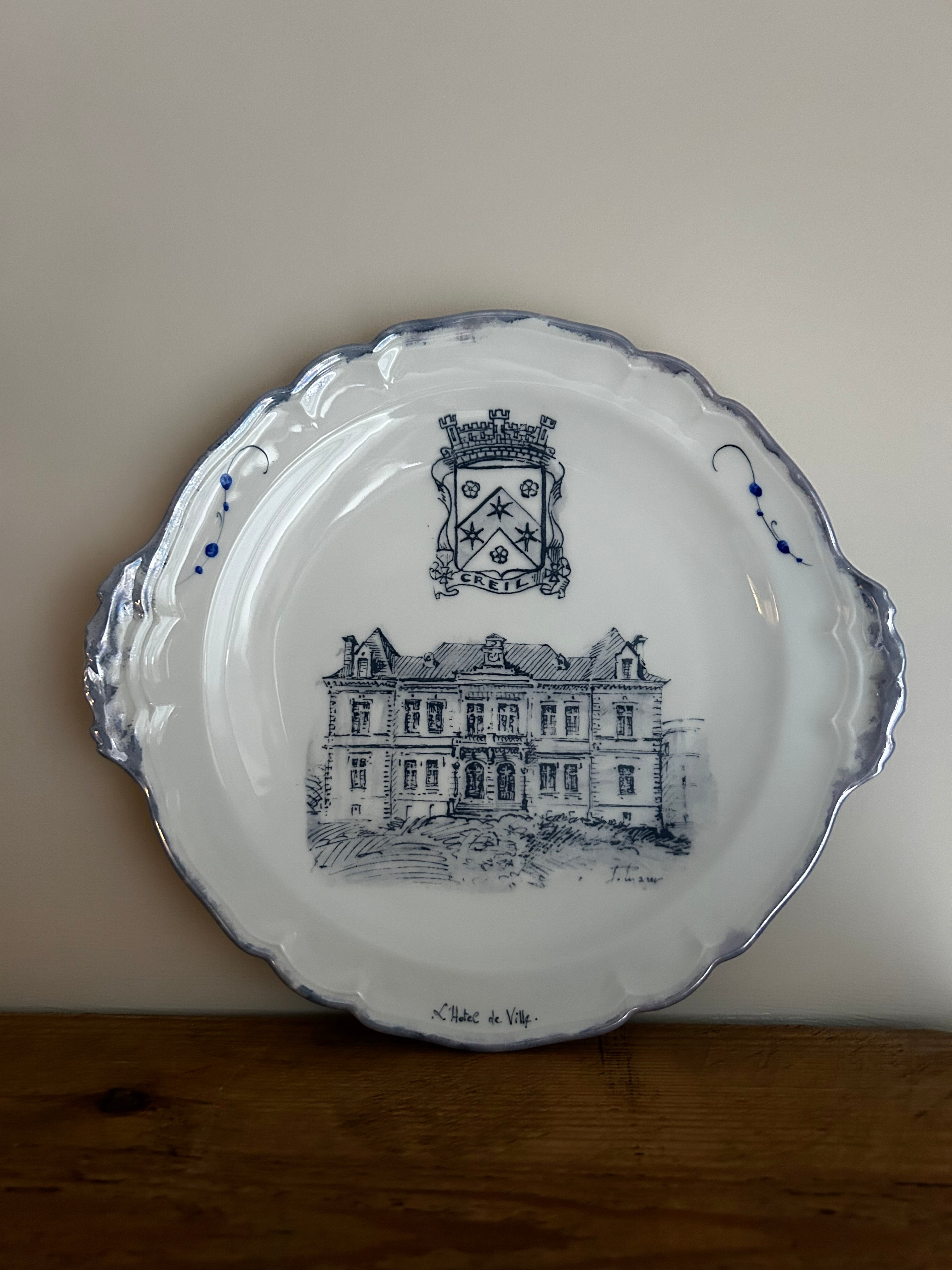 L’Hotel de Ville Criel Blue & White French Plate