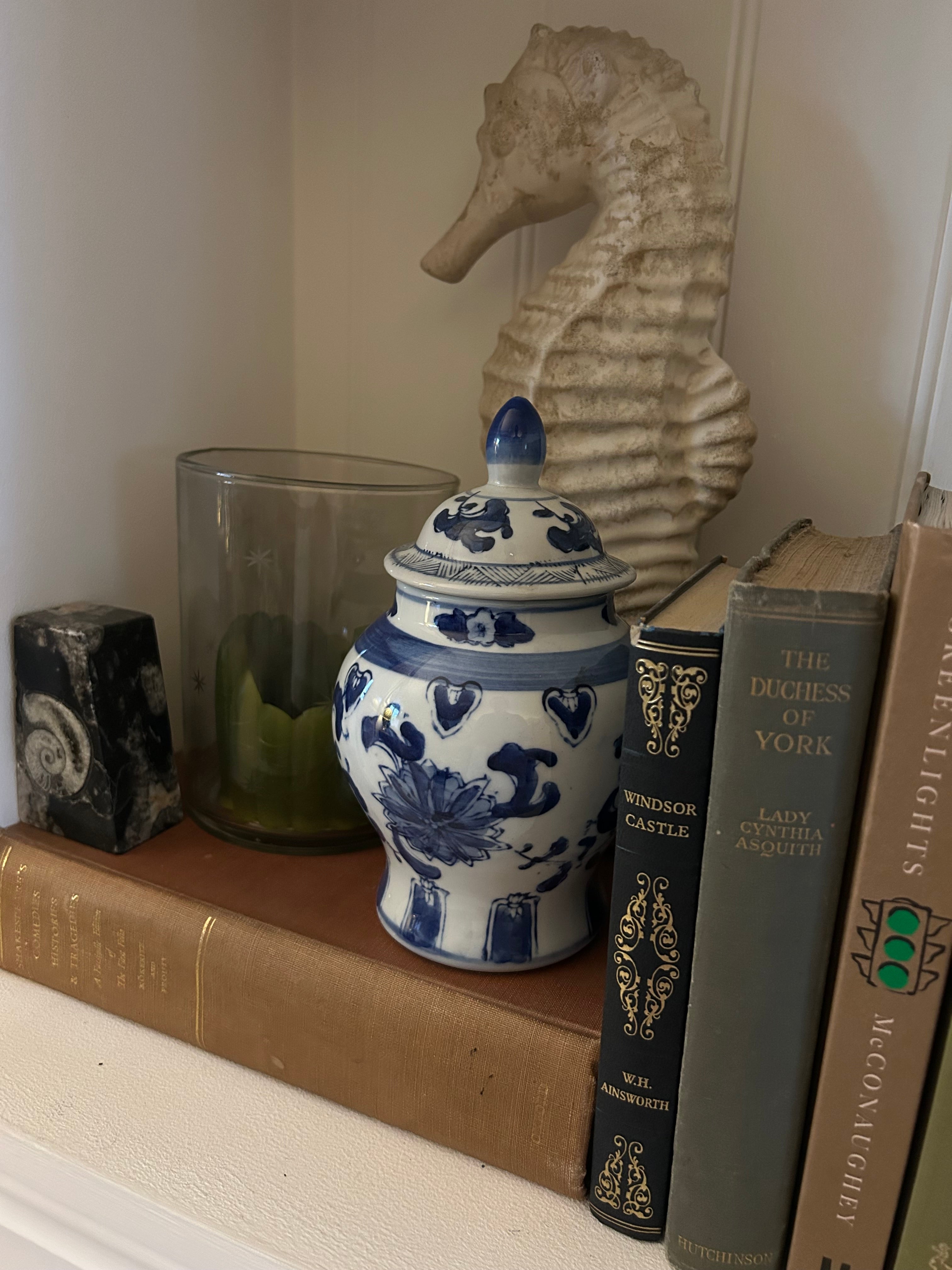 Vintage Blue & White Ceramic Ginger Jar
