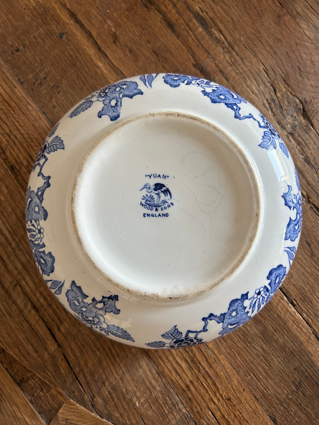 Vintage Wood & Sons "Yuan" Blue and White Round Serving Bowl