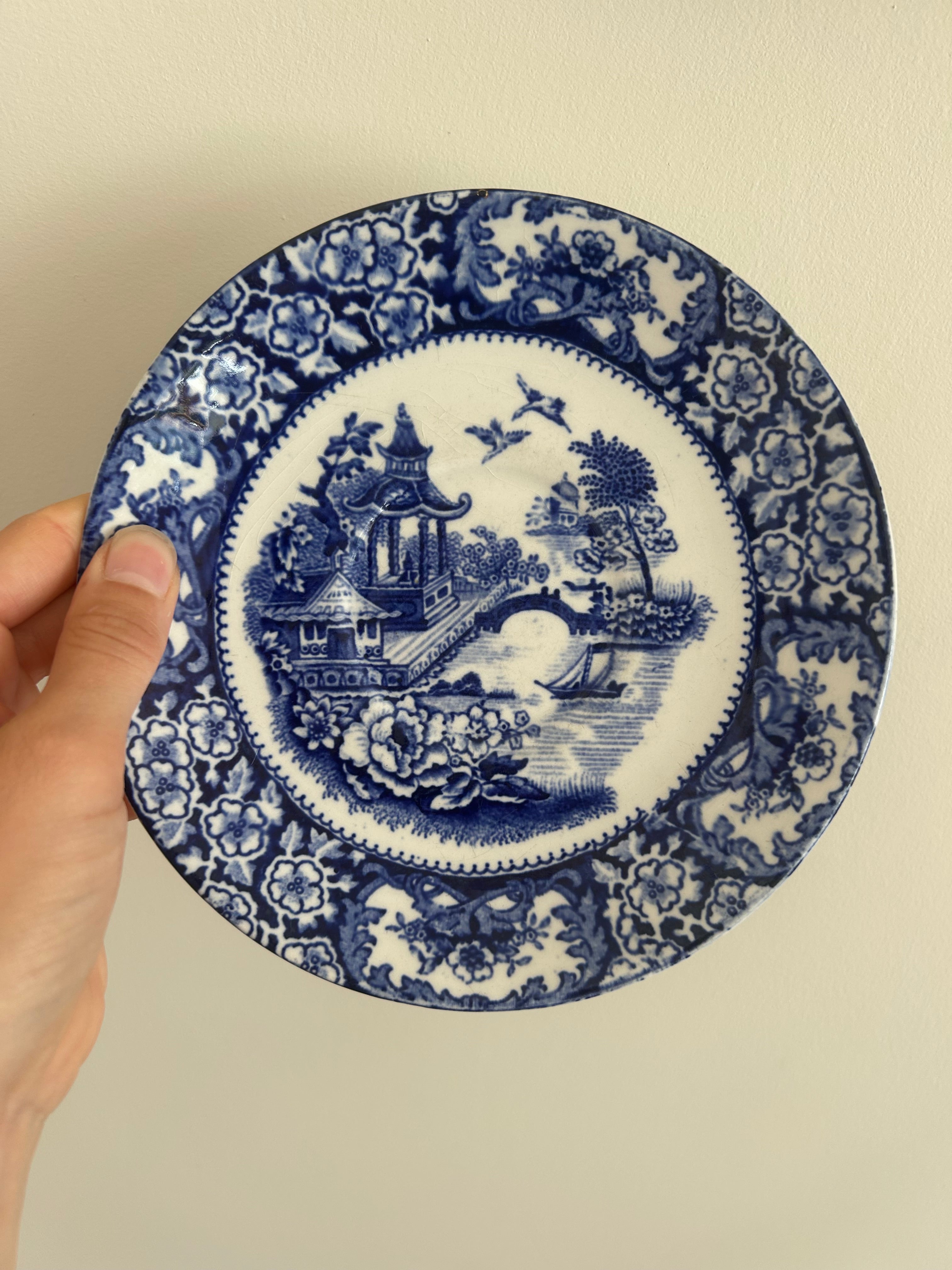 Made in England Mismatched Willow Teacup & Saucer