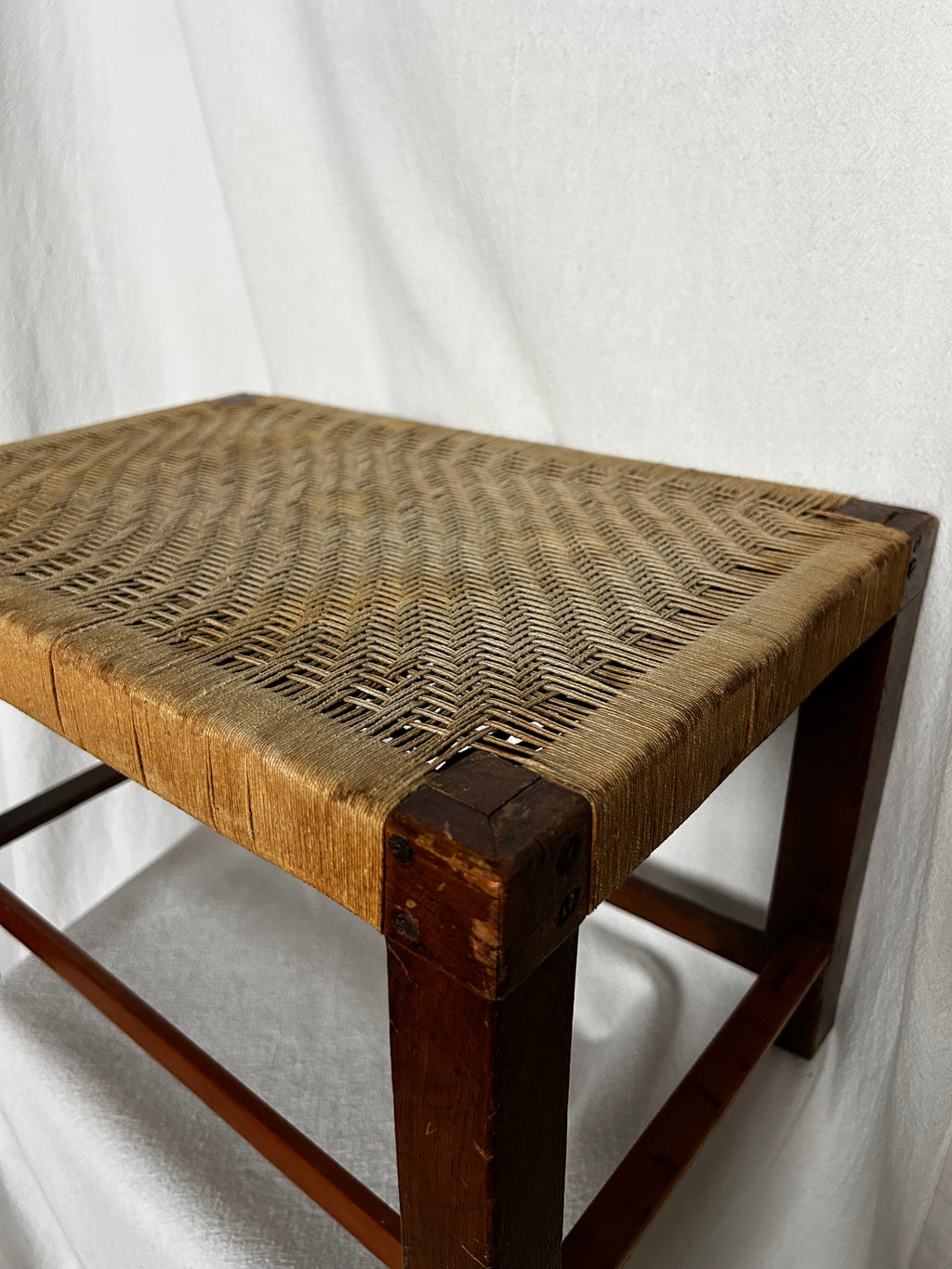 String Woven Weave Wooden Stool Bench