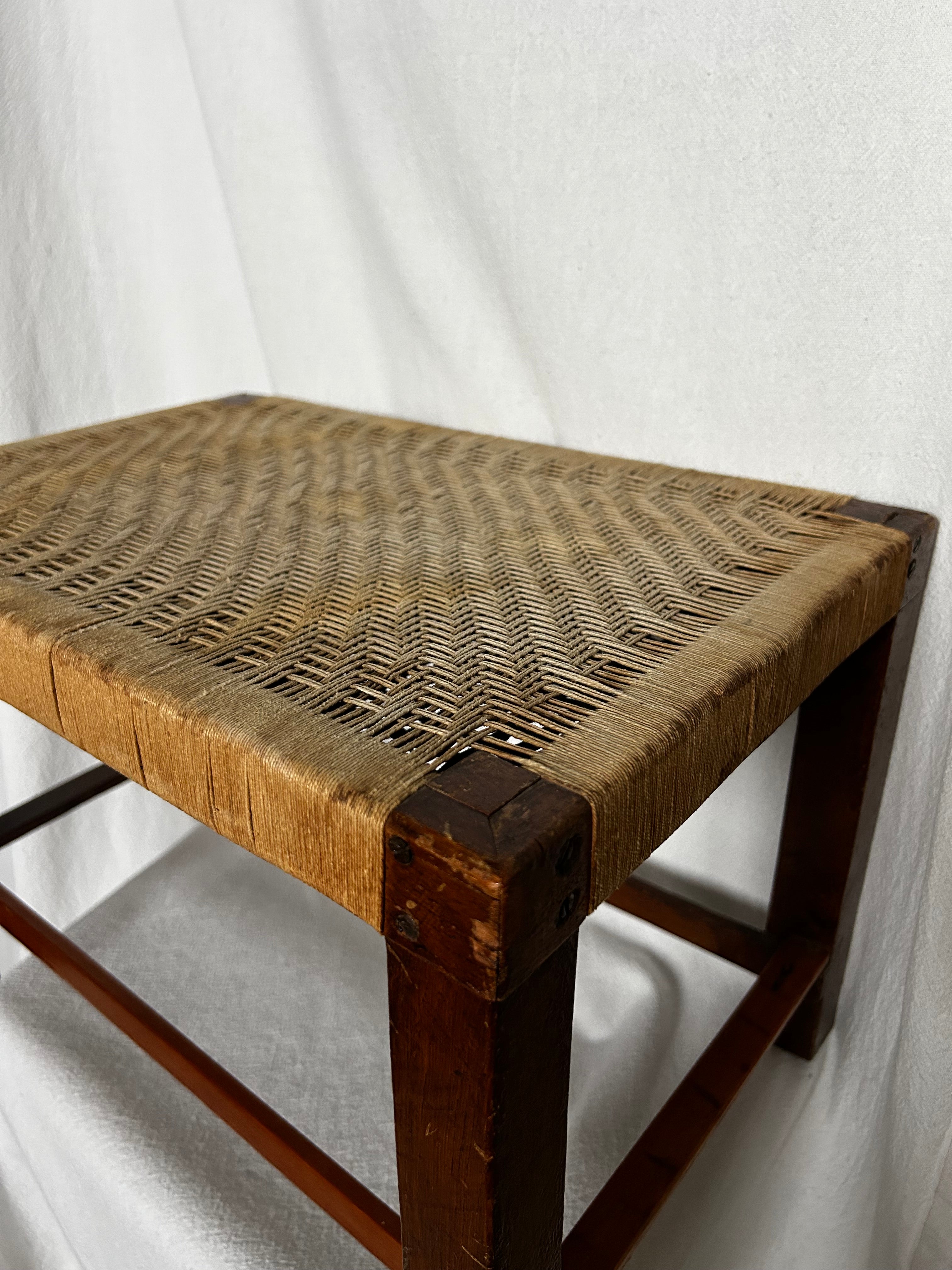 String Woven Weave Wooden Stool Bench