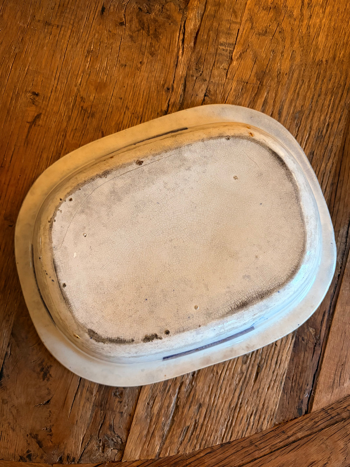 Antique Victorian Blue Willow Transferware Deep Dish / Serving Baker Bowl (c. 19th C)
