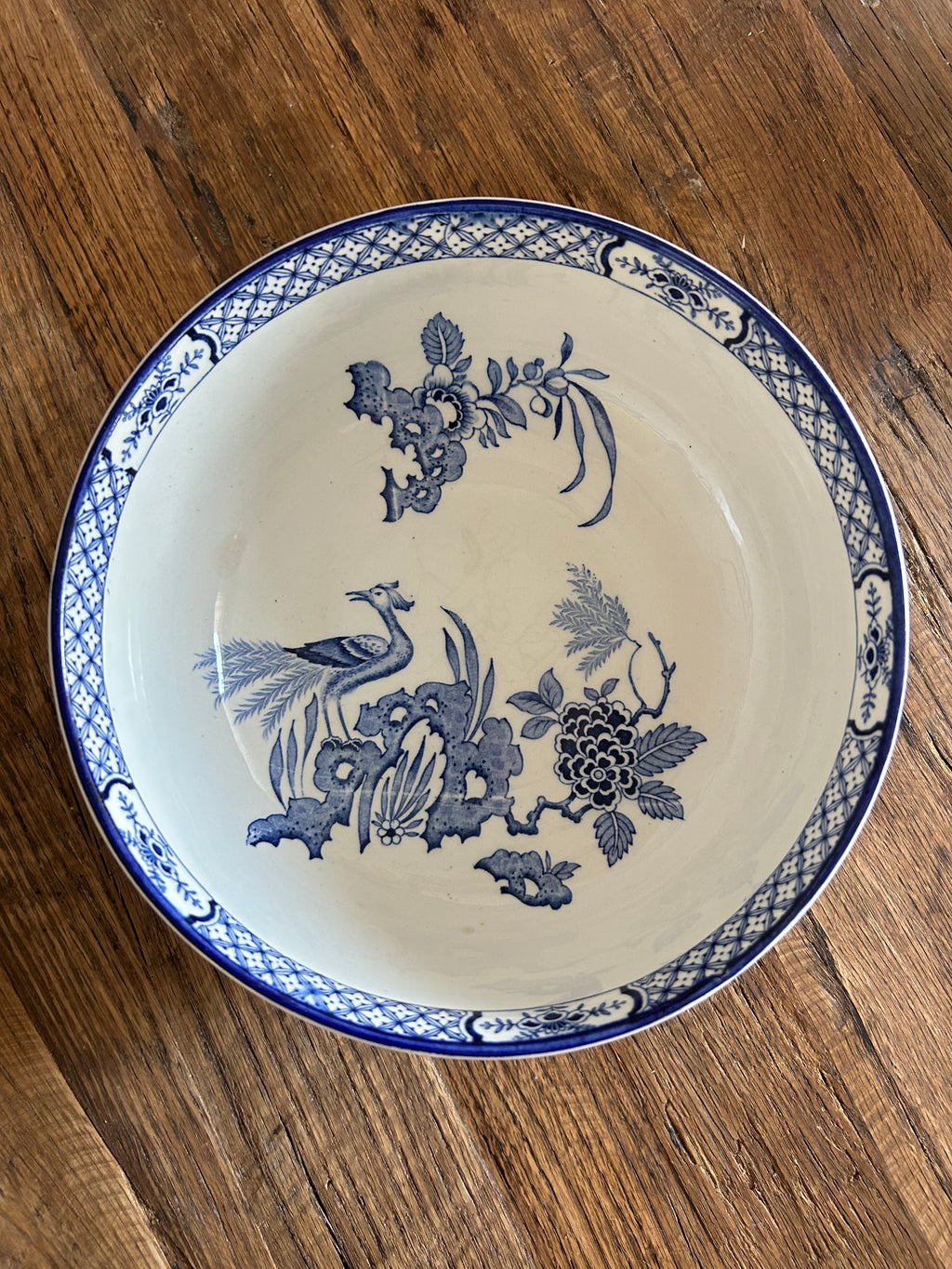 Vintage Wood & Sons "Yuan" Blue and White Round Serving Bowl