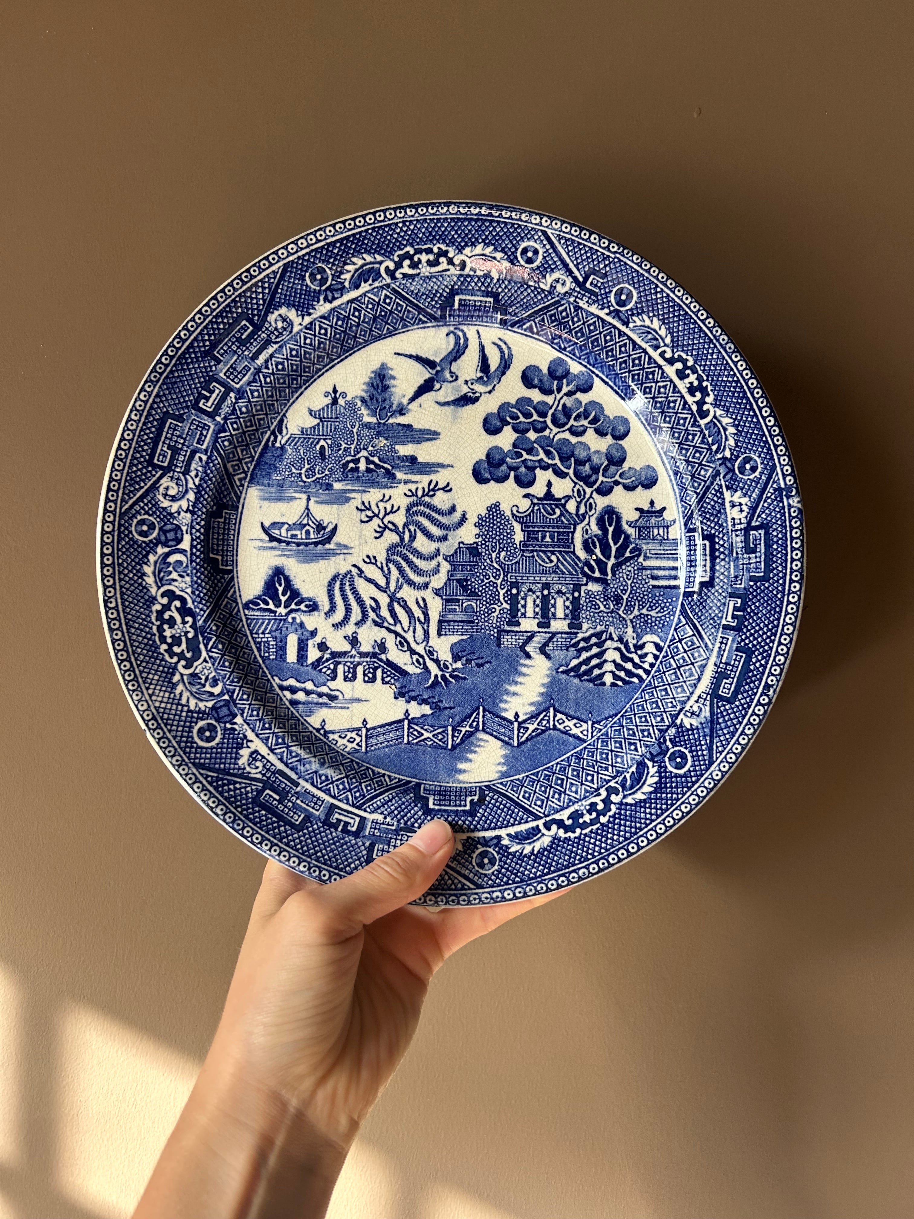 Antique 1890s Elijah Brain Blue Willow Plate – Fenton Pottery Staffordshire Transferware