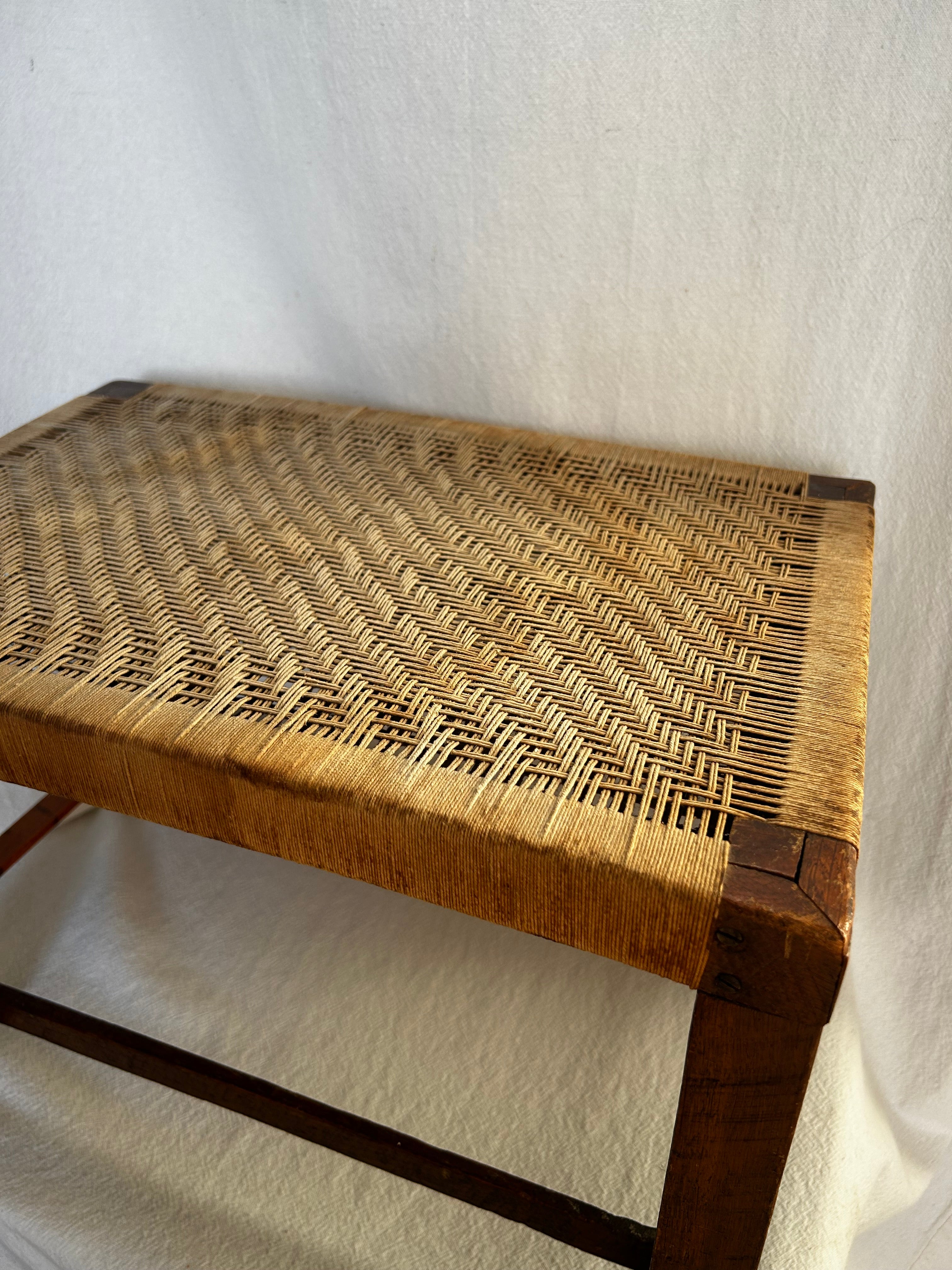 String Woven Weave Wooden Stool Bench