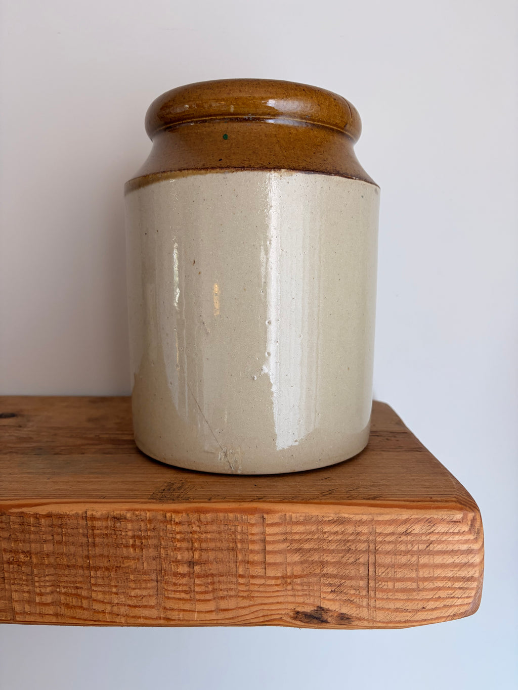 Antique Two-Tone Stoneware Crock Jar
