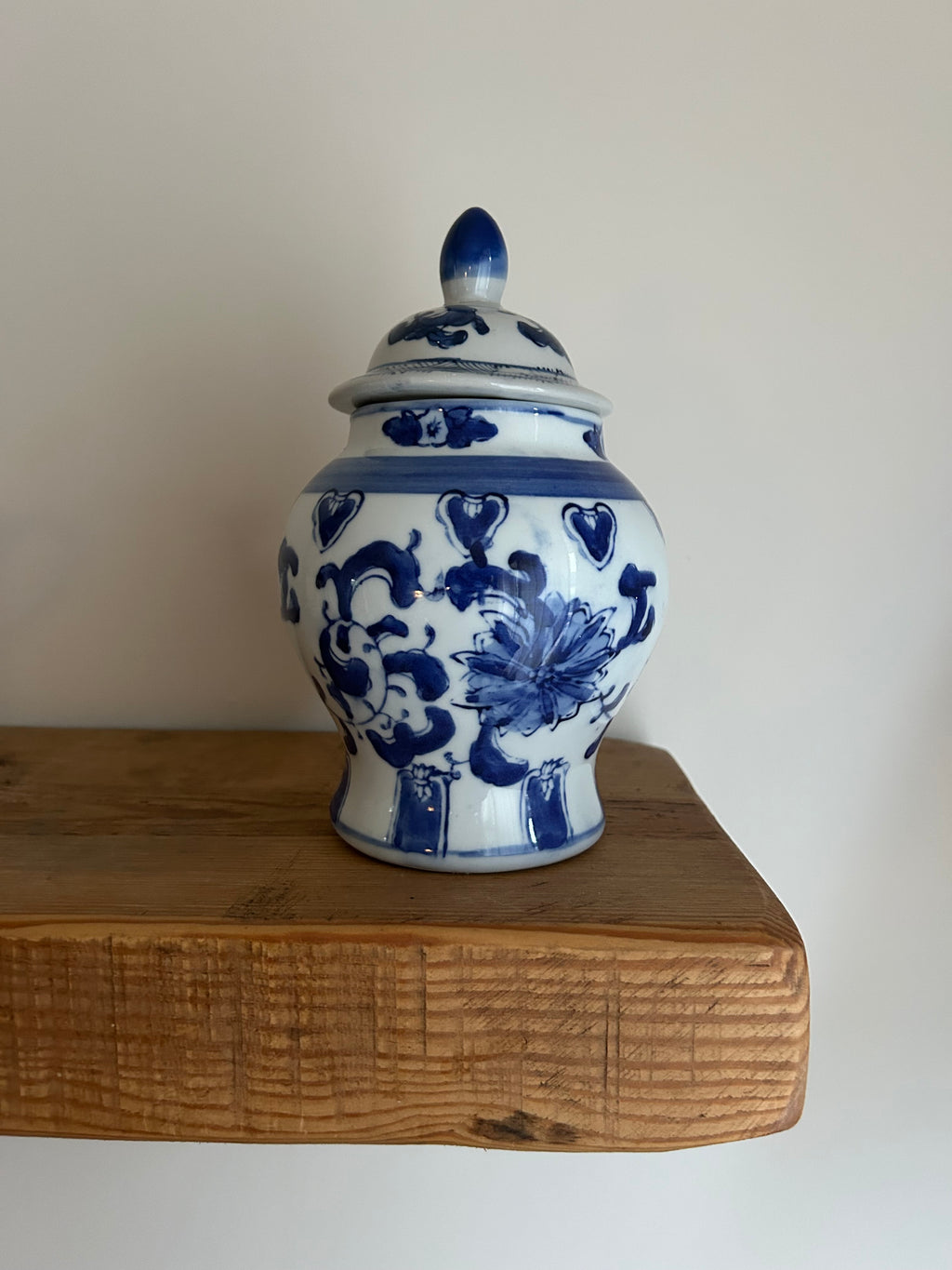 Vintage Blue & White Ceramic Ginger Jar