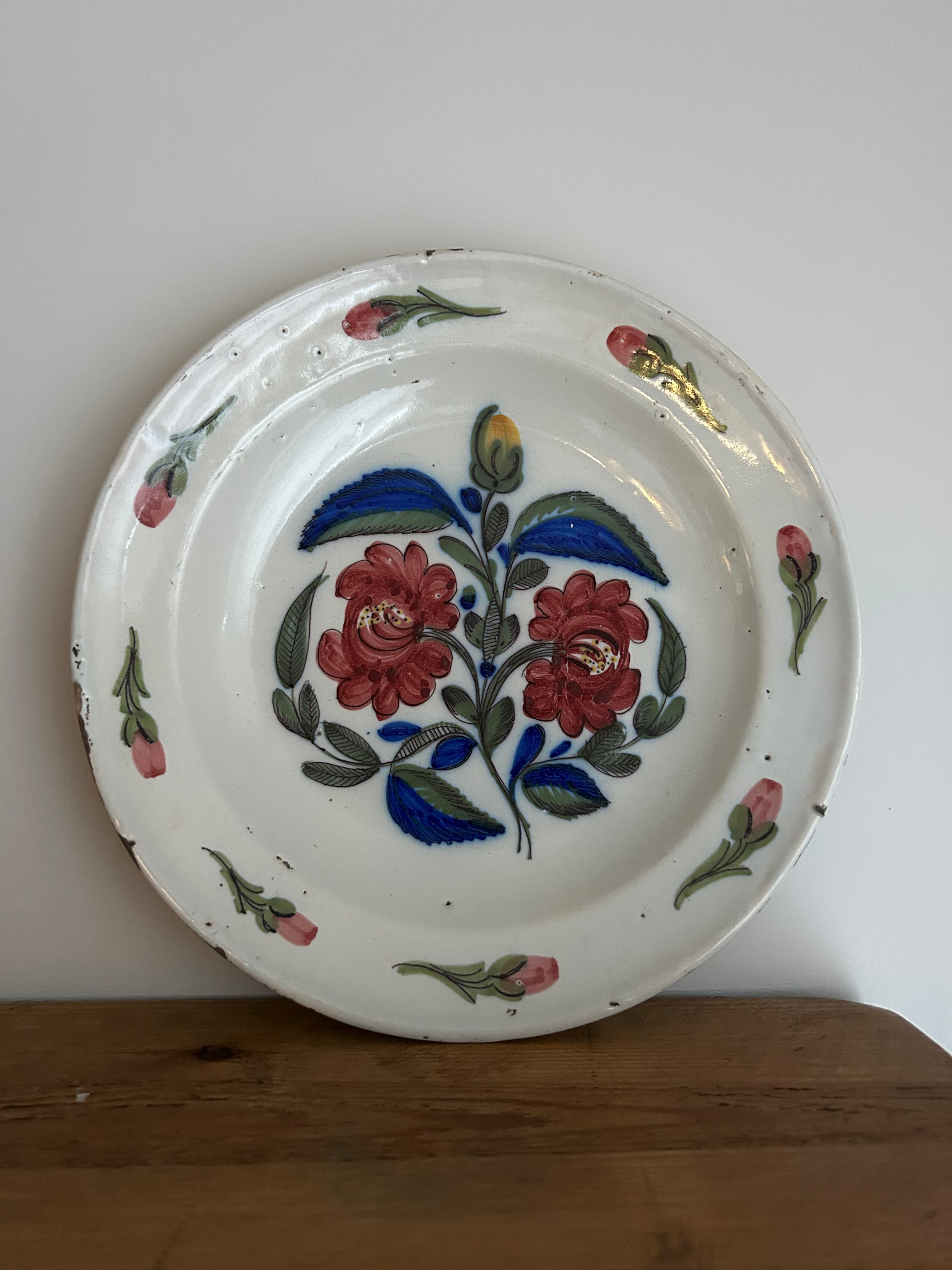 19thC Floral Charger Plate