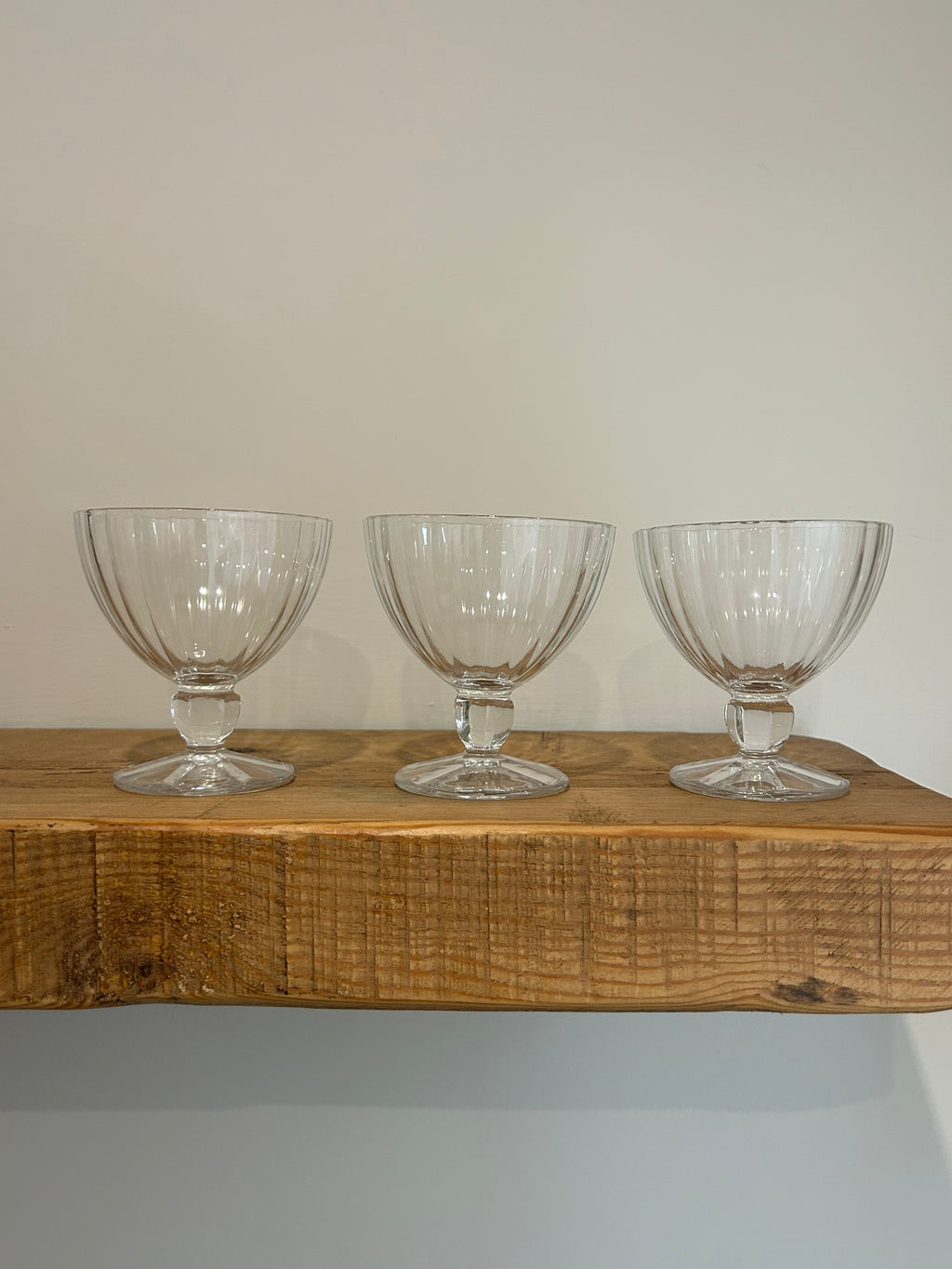 Trio of vintage French glass dessert bowls