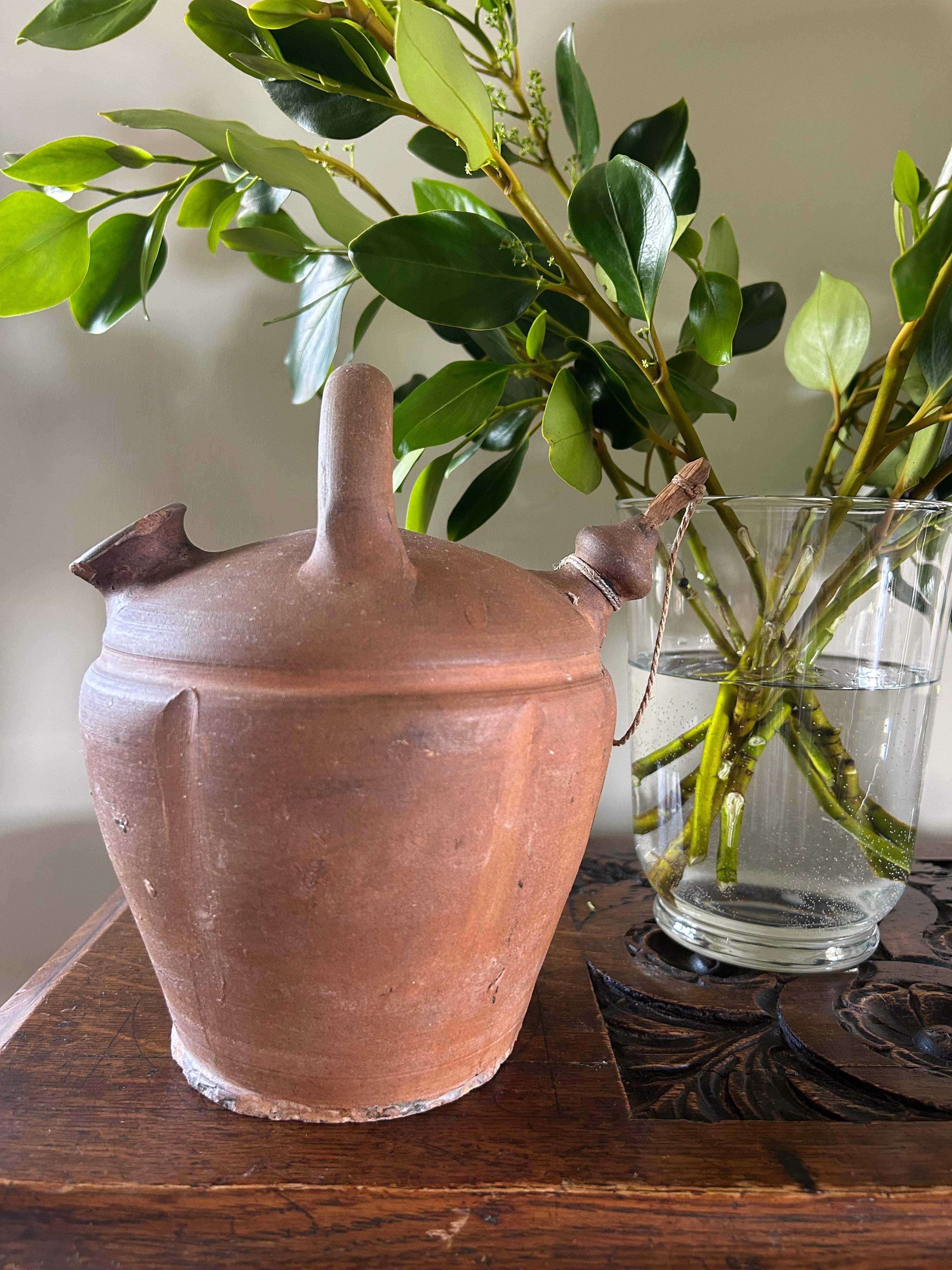 Antique Spanish Terracotta Botijo – Traditional Dual-Spout Water Vessel