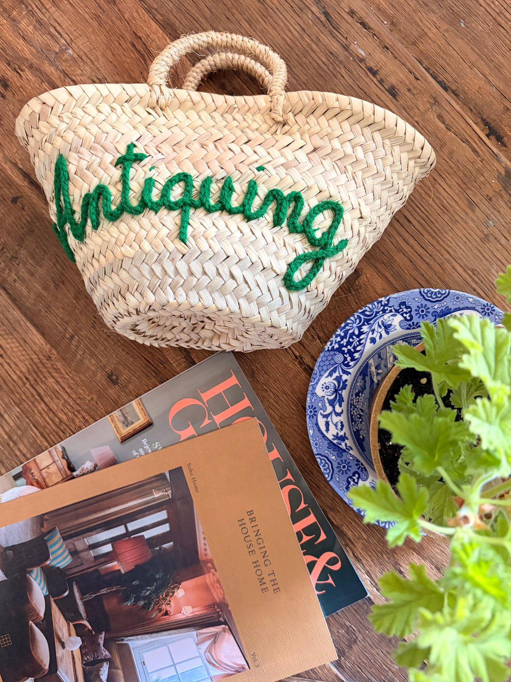 Mini ‘Antiquing’ Market Basket - Green