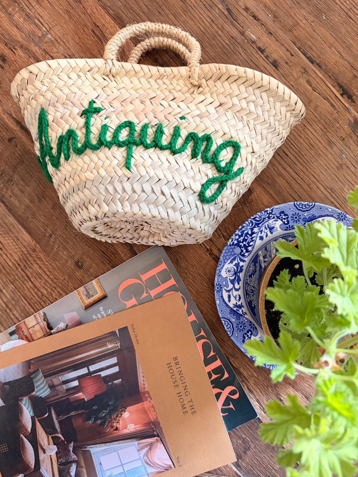 Mini ‘Antiquing’ Market Basket - Green