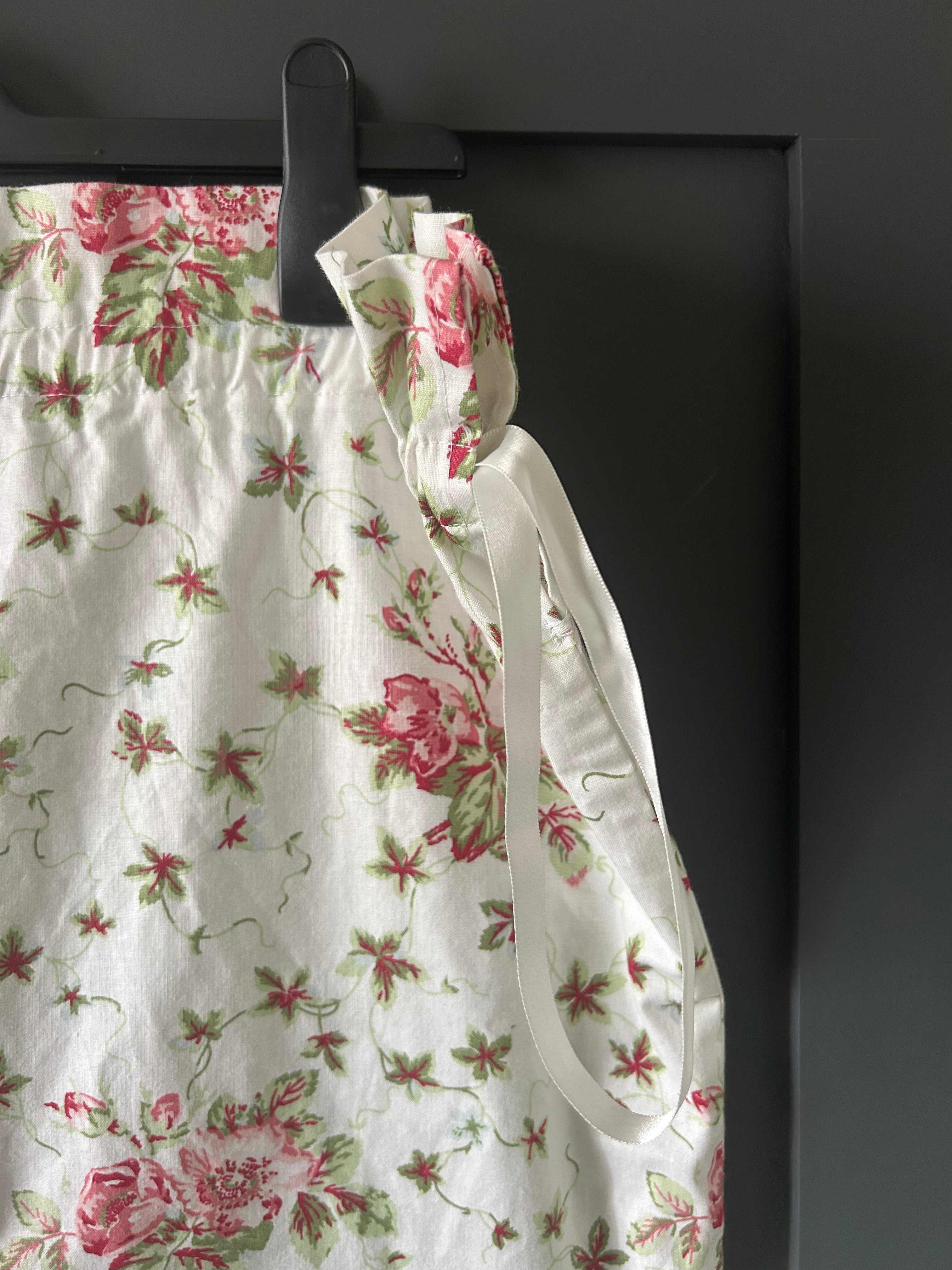 Vintage Floral Cotton Laundry Bag with Appliqué Lettering