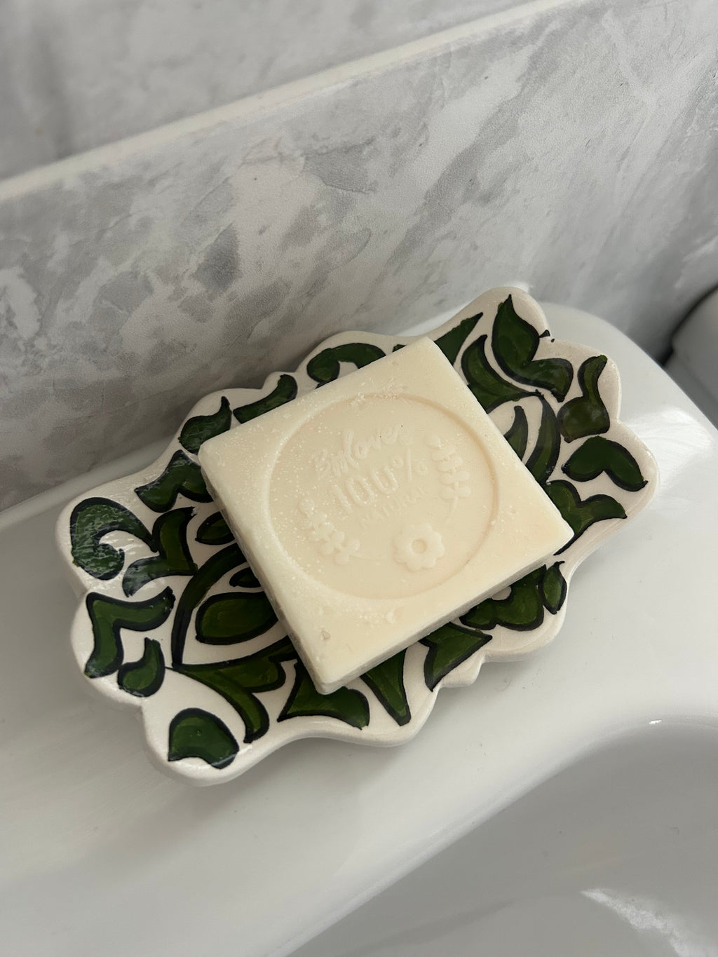 Moroccan Green & White Soap Dish
