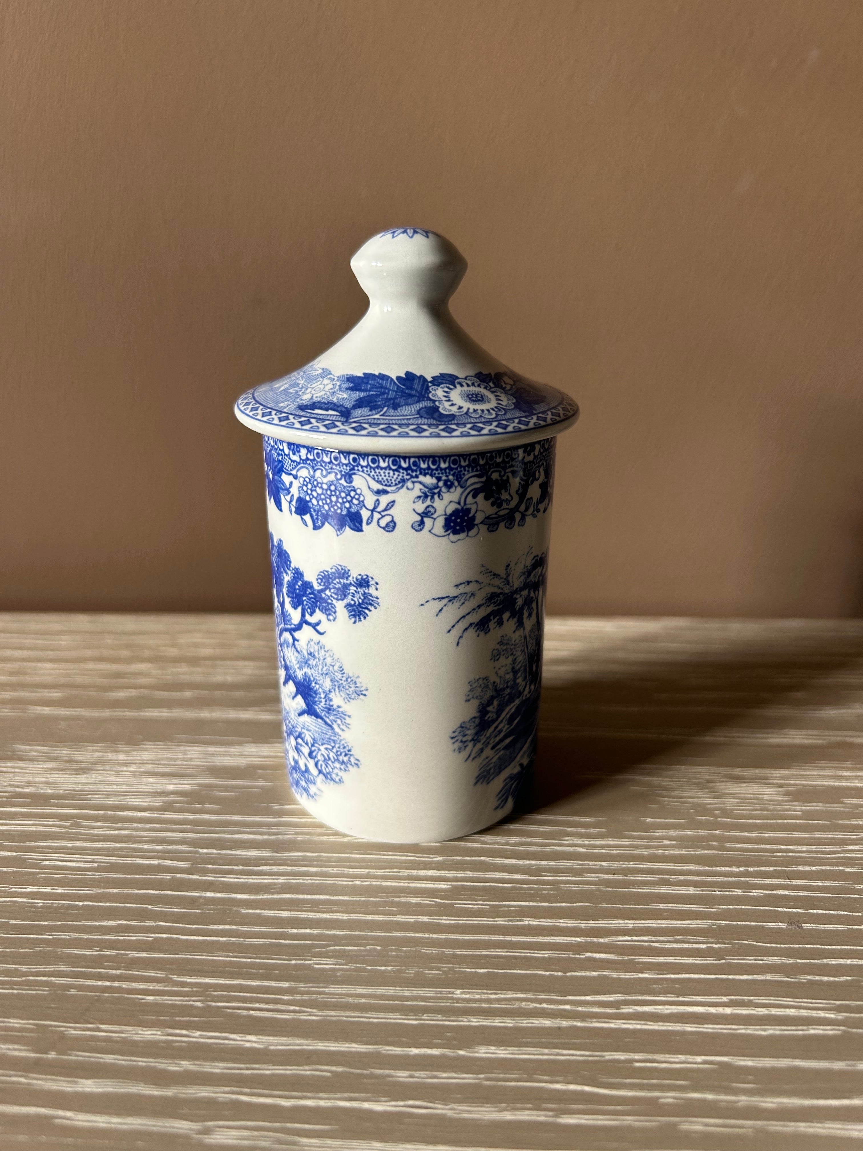 Vintage Spode Blue Room Collection "Parsley" Spice Jar – Aesop's Fables Pattern, Made in England