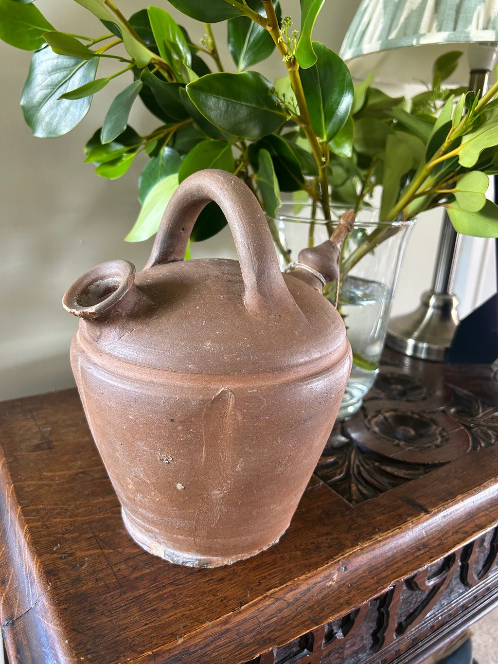 Antique Spanish Terracotta Botijo – Traditional Dual-Spout Water Vessel