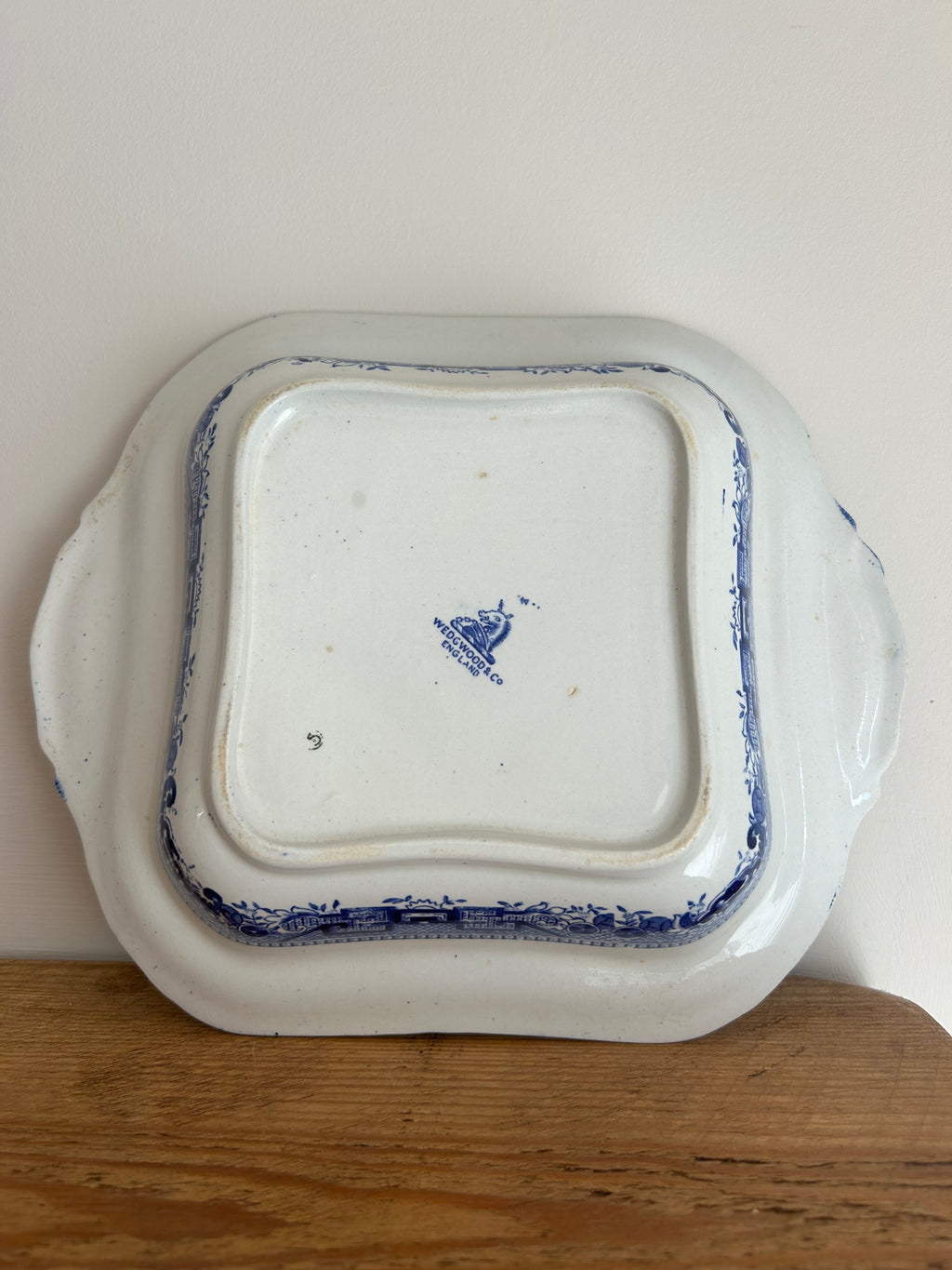 Antique Wedgwood & Co. "Blue Willow" Handled Vegetable Dish, c.1891–1900
