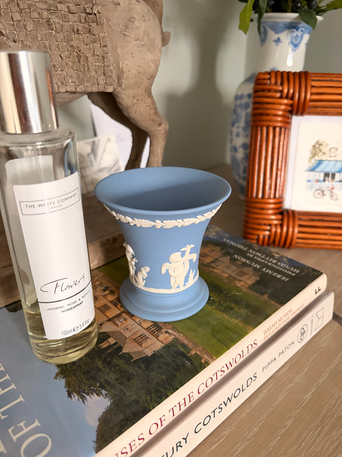 Vintage 1972 Wedgwood Blue Jasperware Miniature Flared Vase