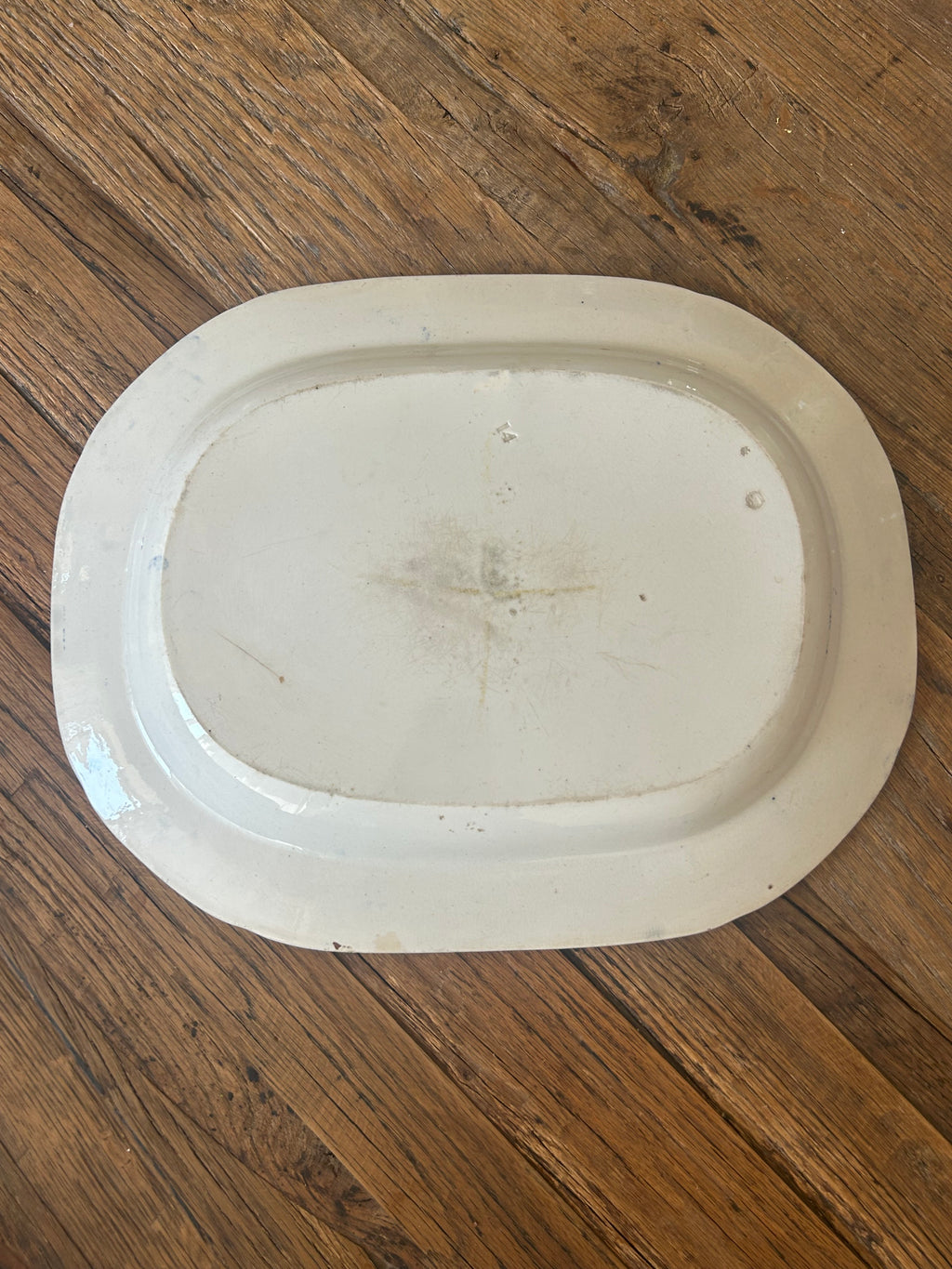 Large Antique Blue Willow Transferware Oval Serving Platter