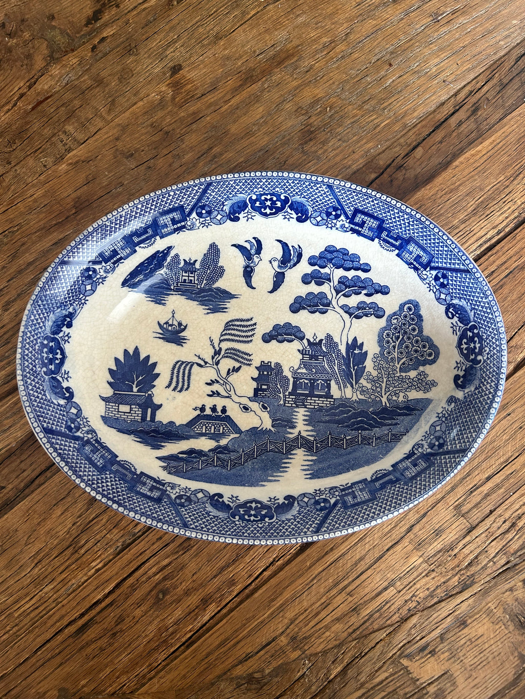 Vintage Willow Transferware Serving Dish
