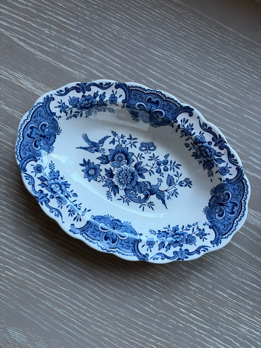 Vintage Ridgway Staffordshire "Windsor" Blue & White Oval Soap Dish