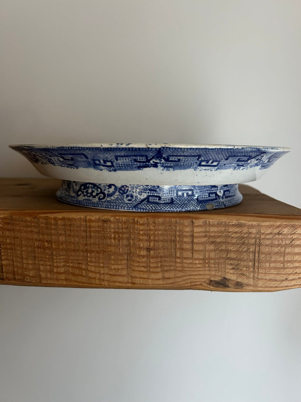 Antique Victorian Blue Willow Footed Cake Stand – Grocott & Nightingale, Staffordshire c. 1860