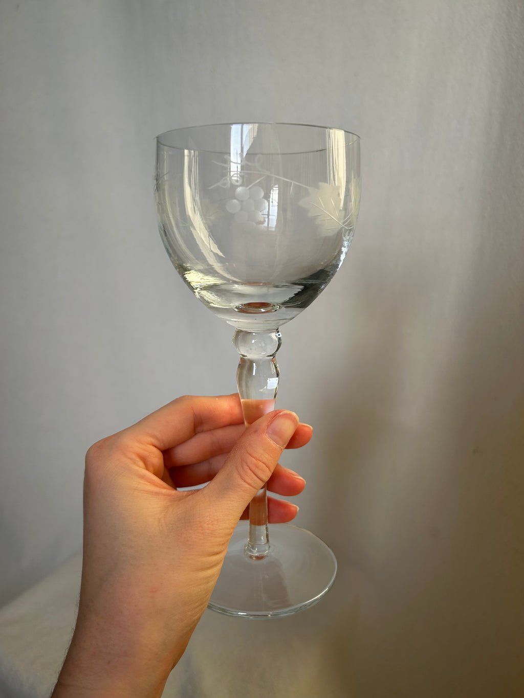 Set of 6 Hock Wine Vine Etch Glasses