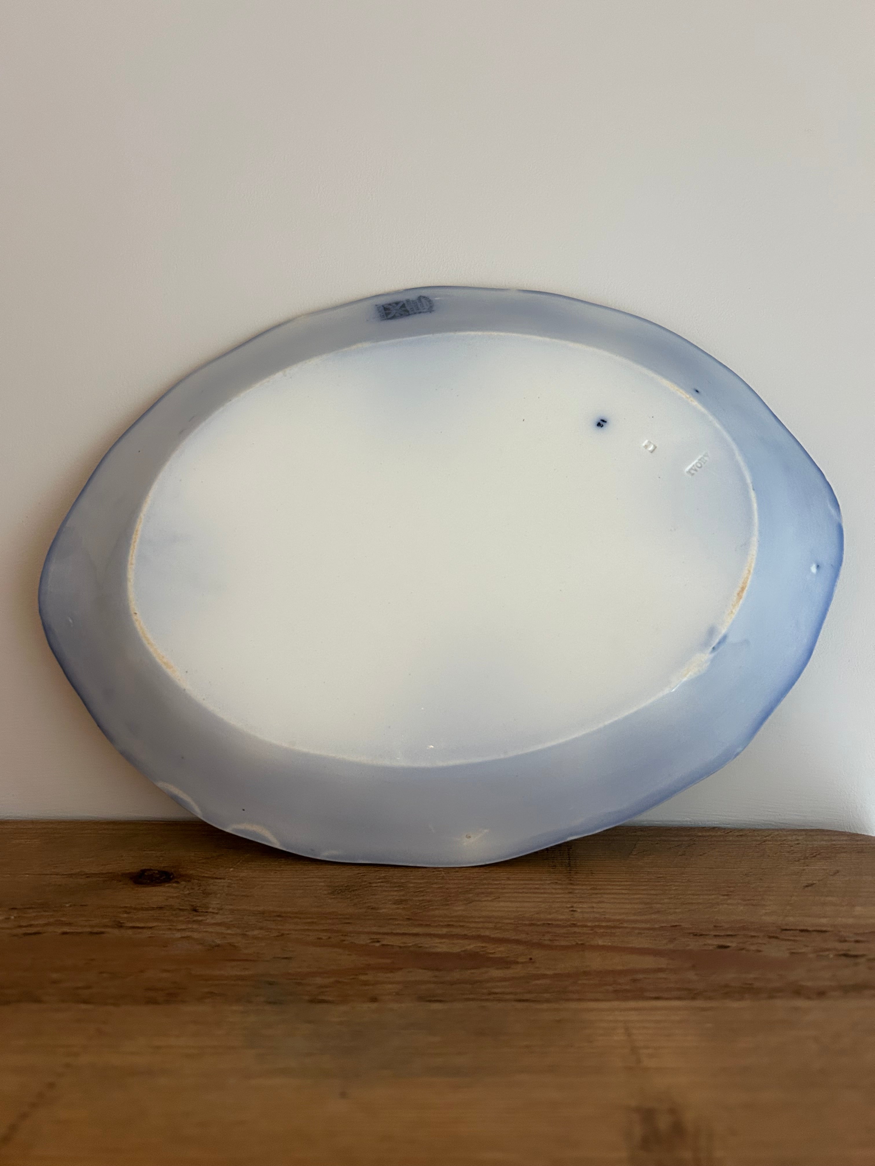 Antique J.H. Weatherby & Sons Flow Blue Platter – "Belmont" Pattern, Hanley England c.1890s