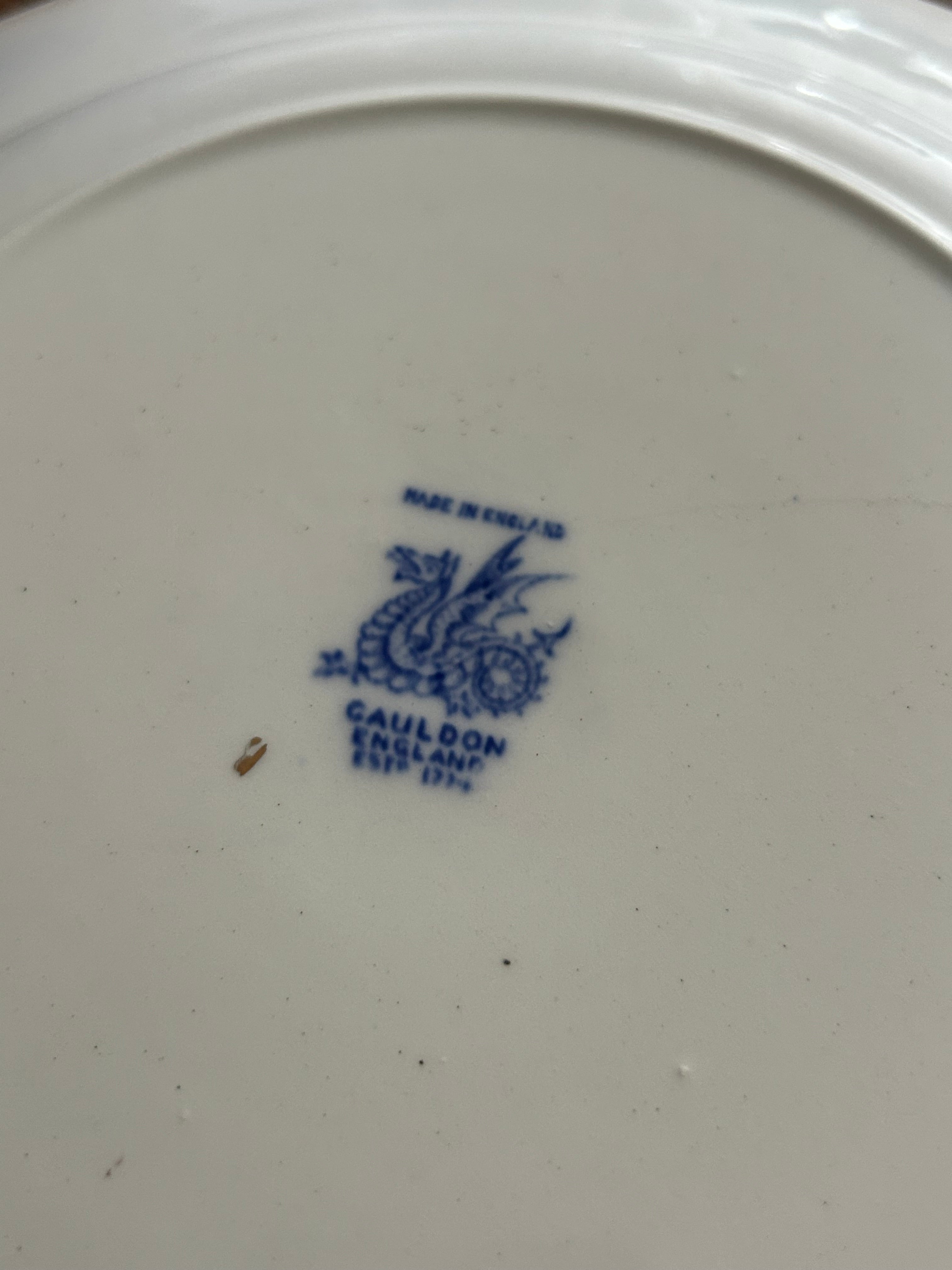 Antique Cauldon Potteries Blue Dragon Transferware Plate (c. 1920s)