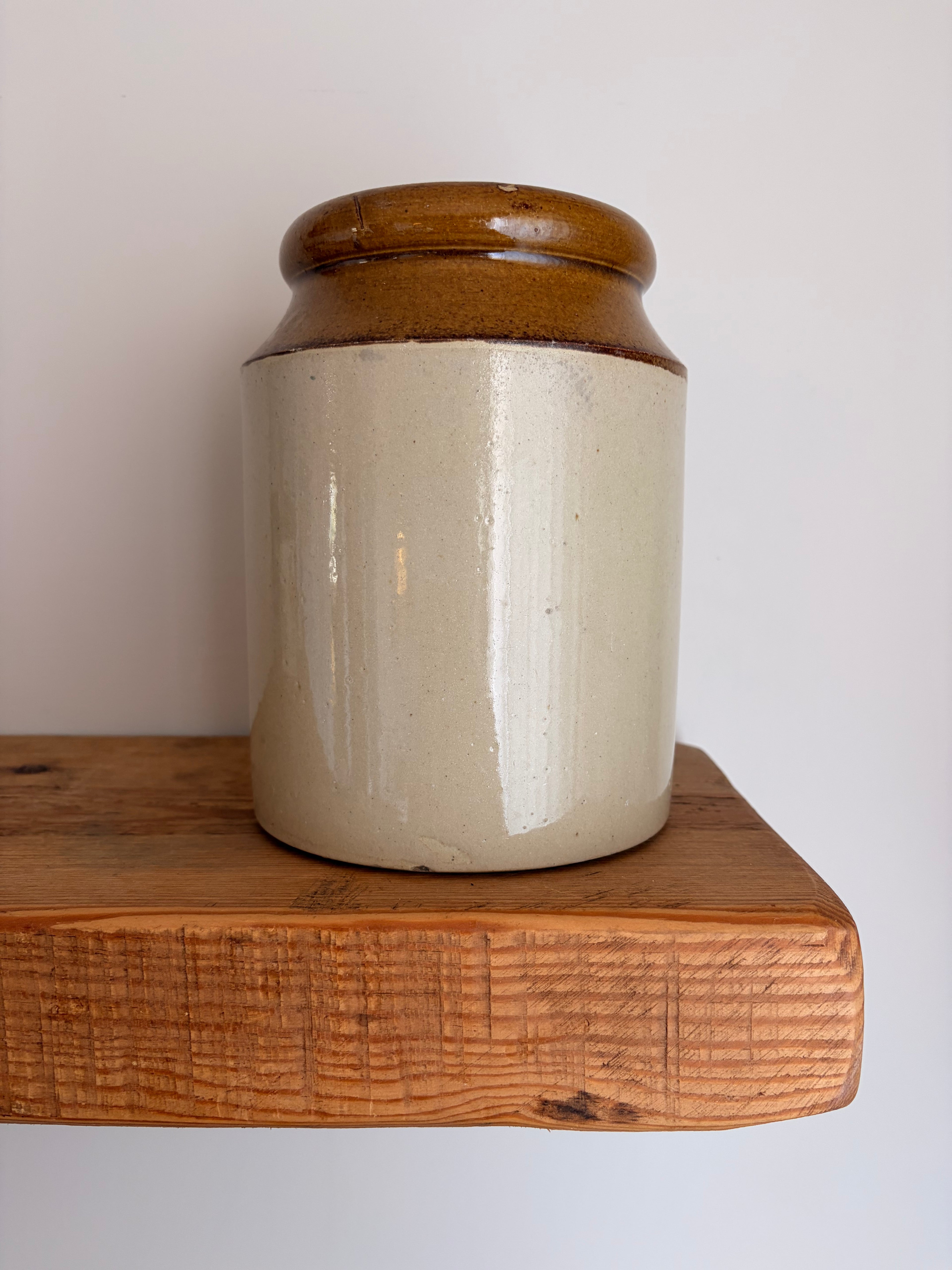 Antique Two-Tone Stoneware Crock Jar