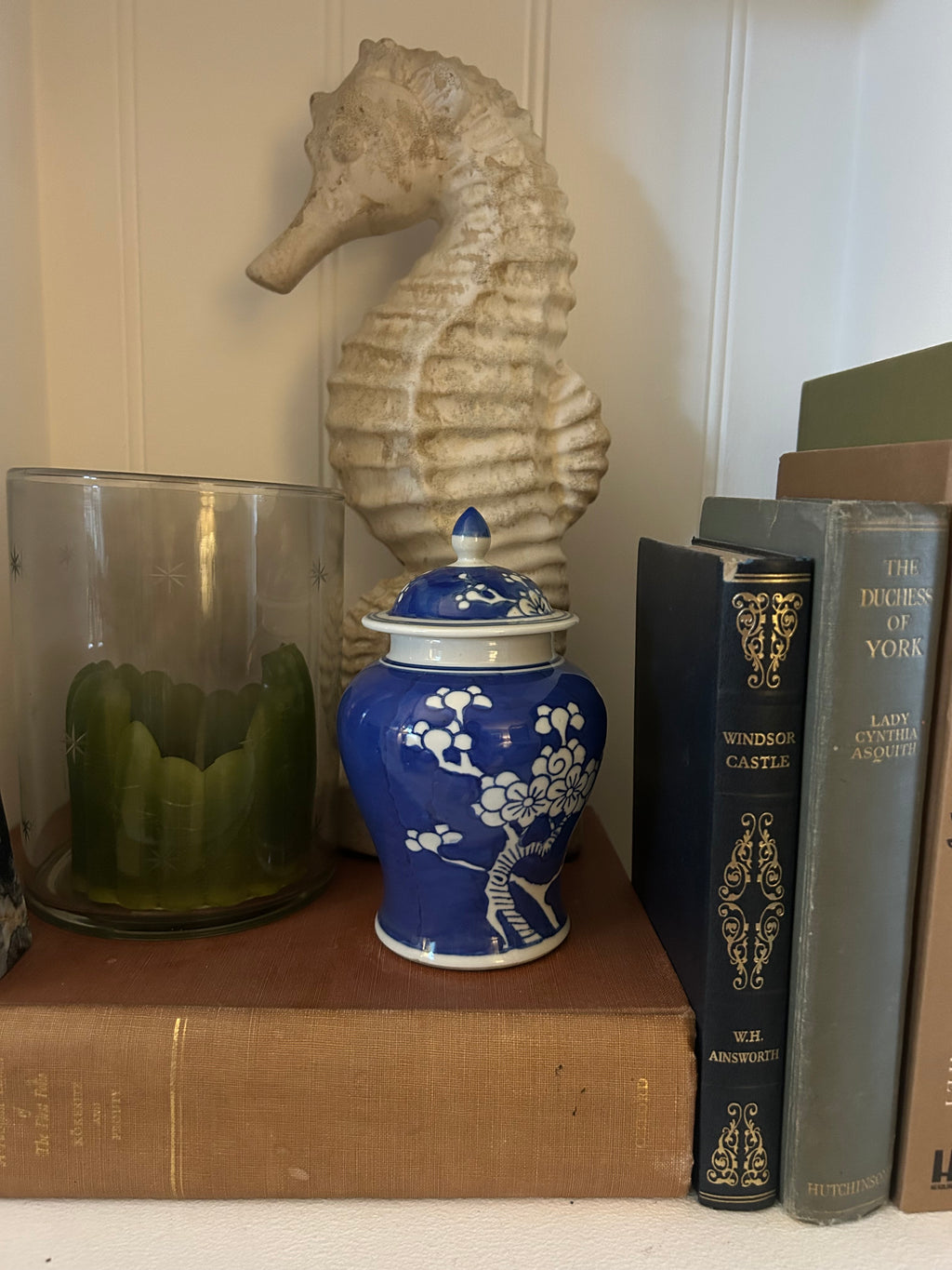 Vintage Chinese Blue & White Prunus Blossom Ginger Jar (c. Late 20th Century)