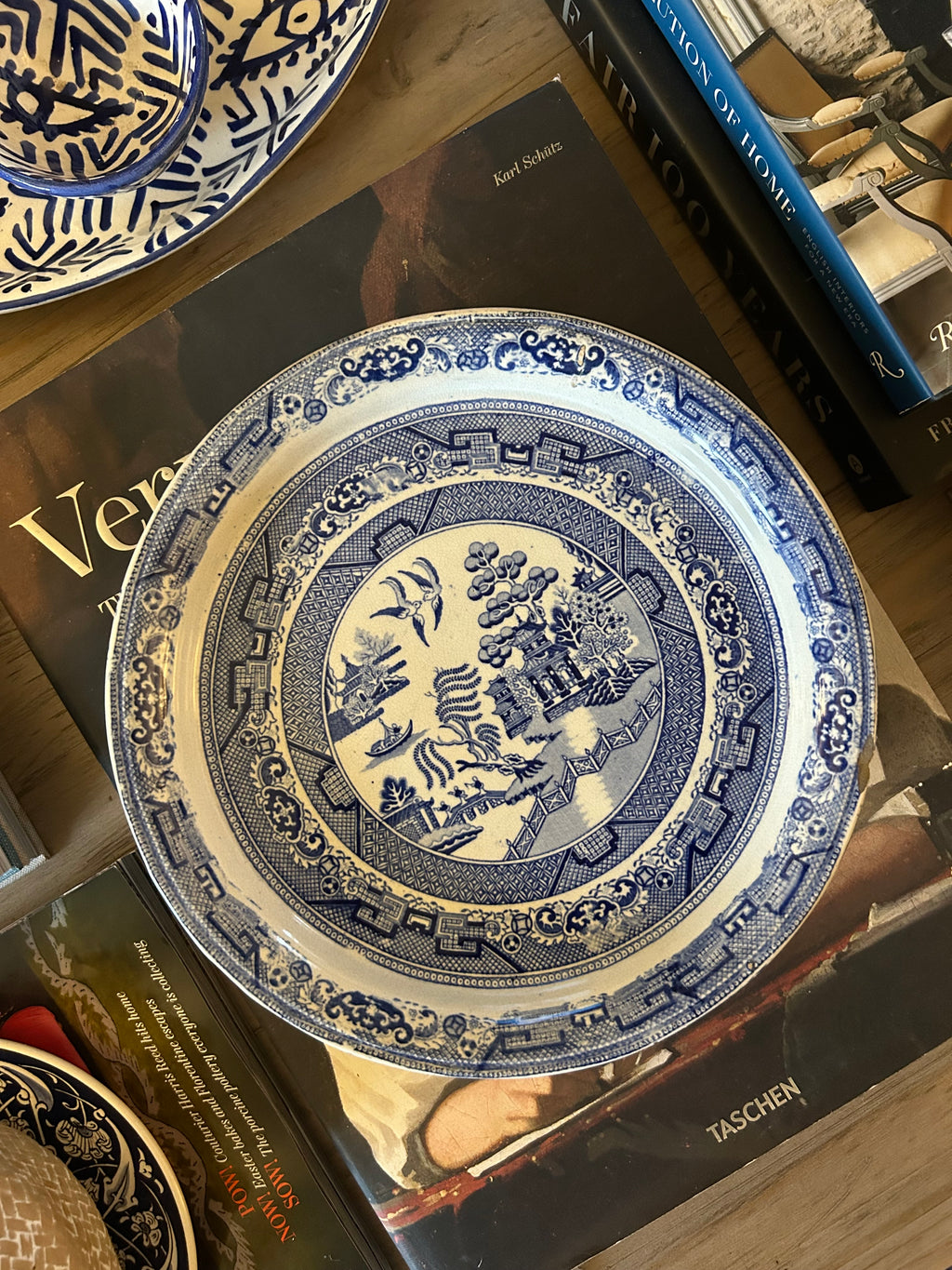 Antique Victorian Blue Willow Footed Cake Stand – Grocott & Nightingale, Staffordshire c. 1860