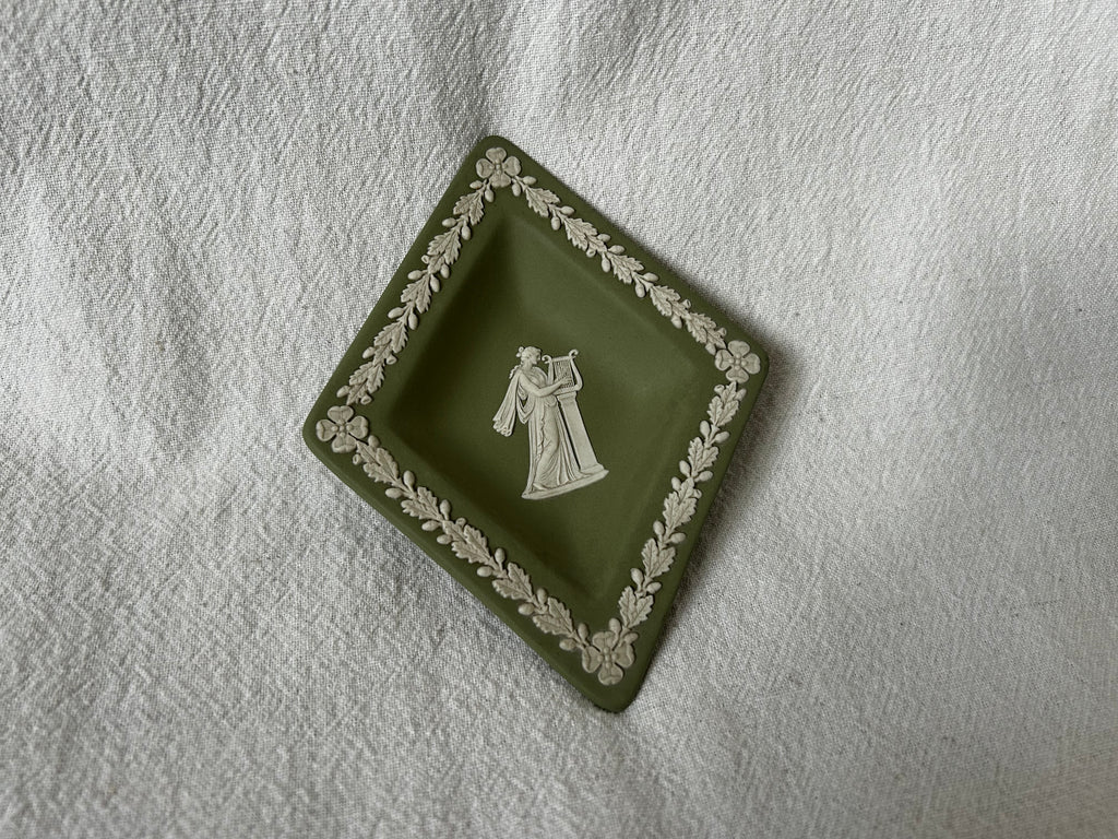 Wedgwood Jasperware Sage Green Diamond Pin Tray