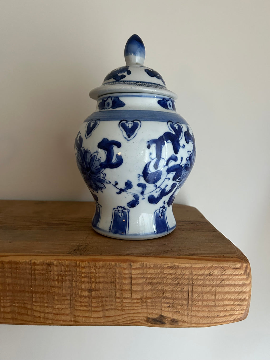 Vintage Blue & White Ceramic Ginger Jar